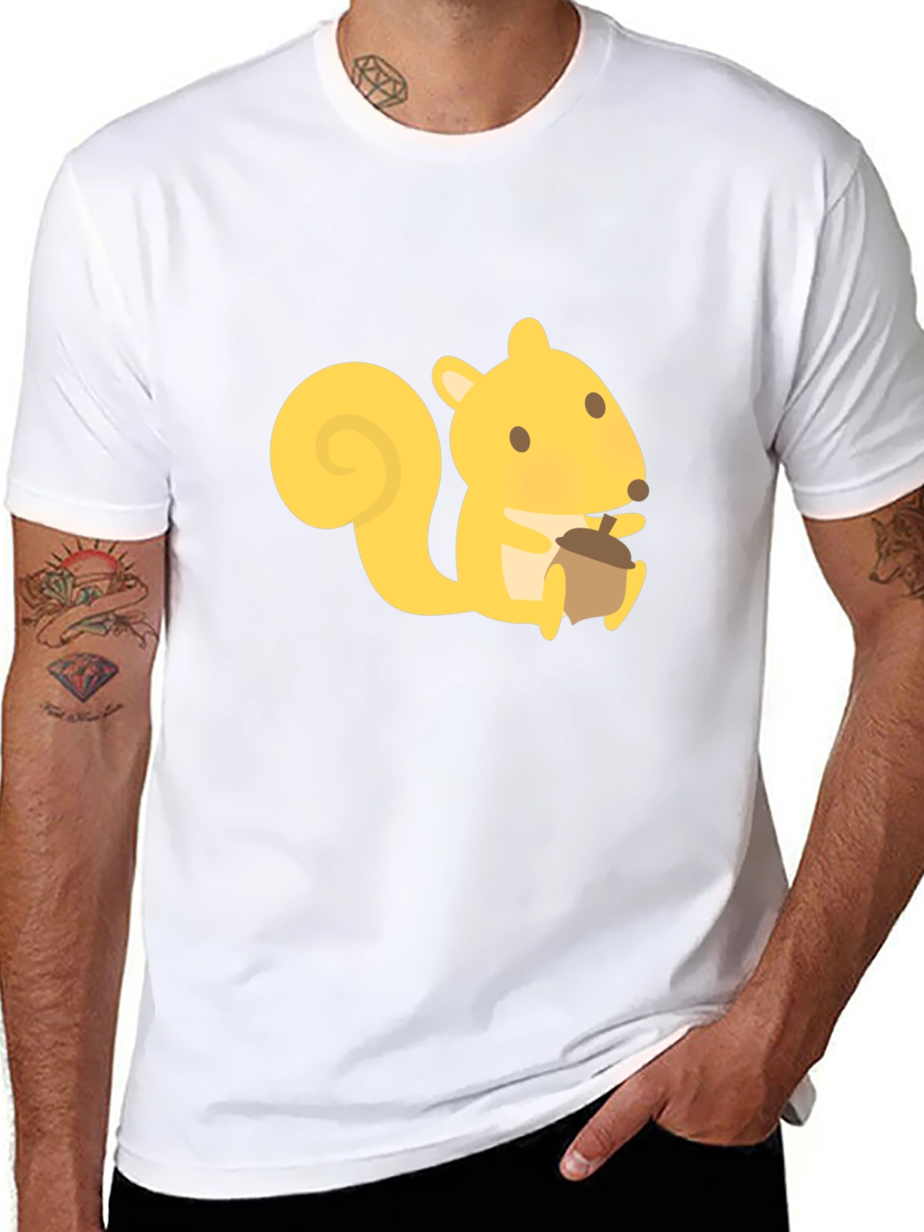 Squirrel Graphic Tee - Black Crew Neck T-Shirt