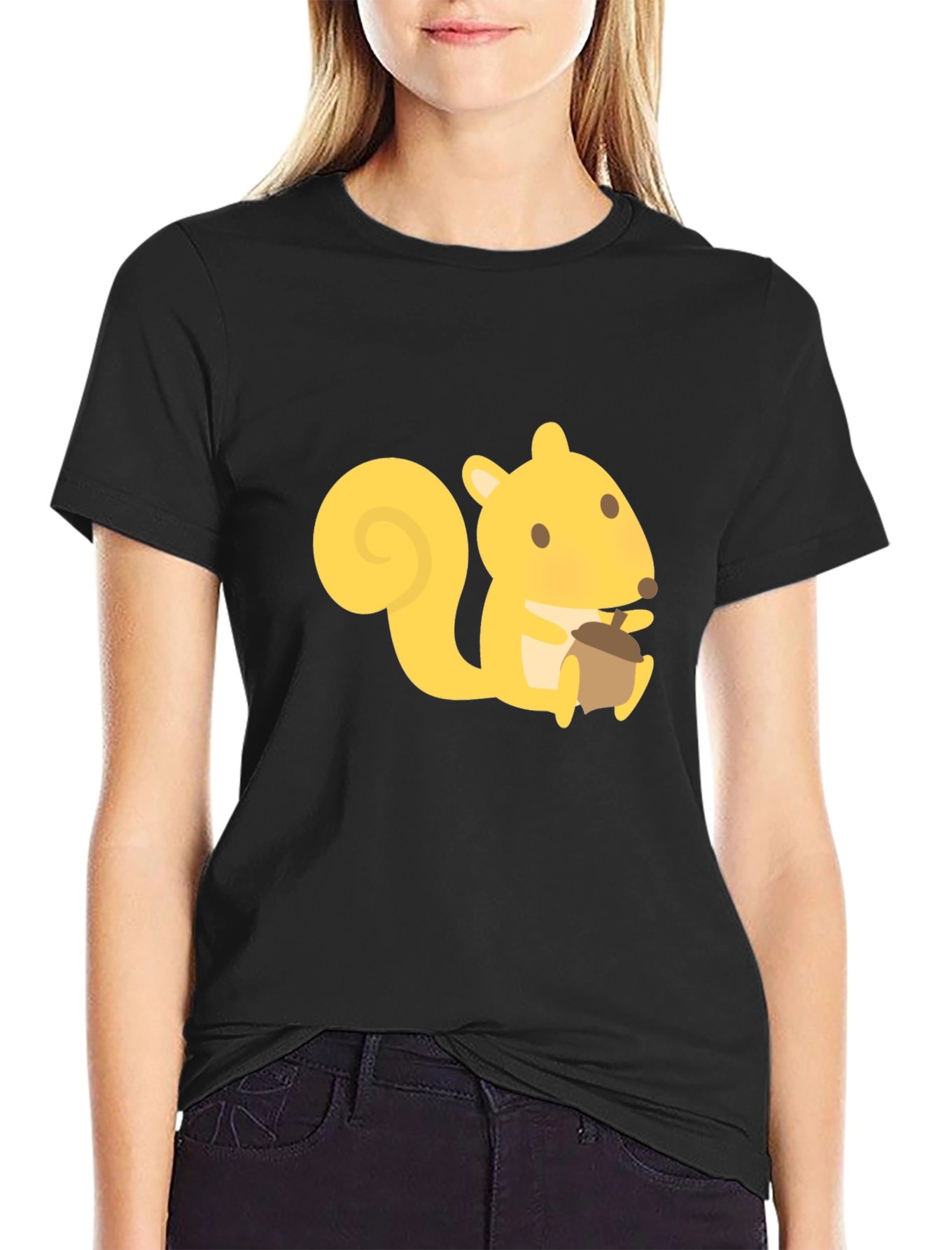 Squirrel Graphic Tee - Black Crew Neck T-Shirt