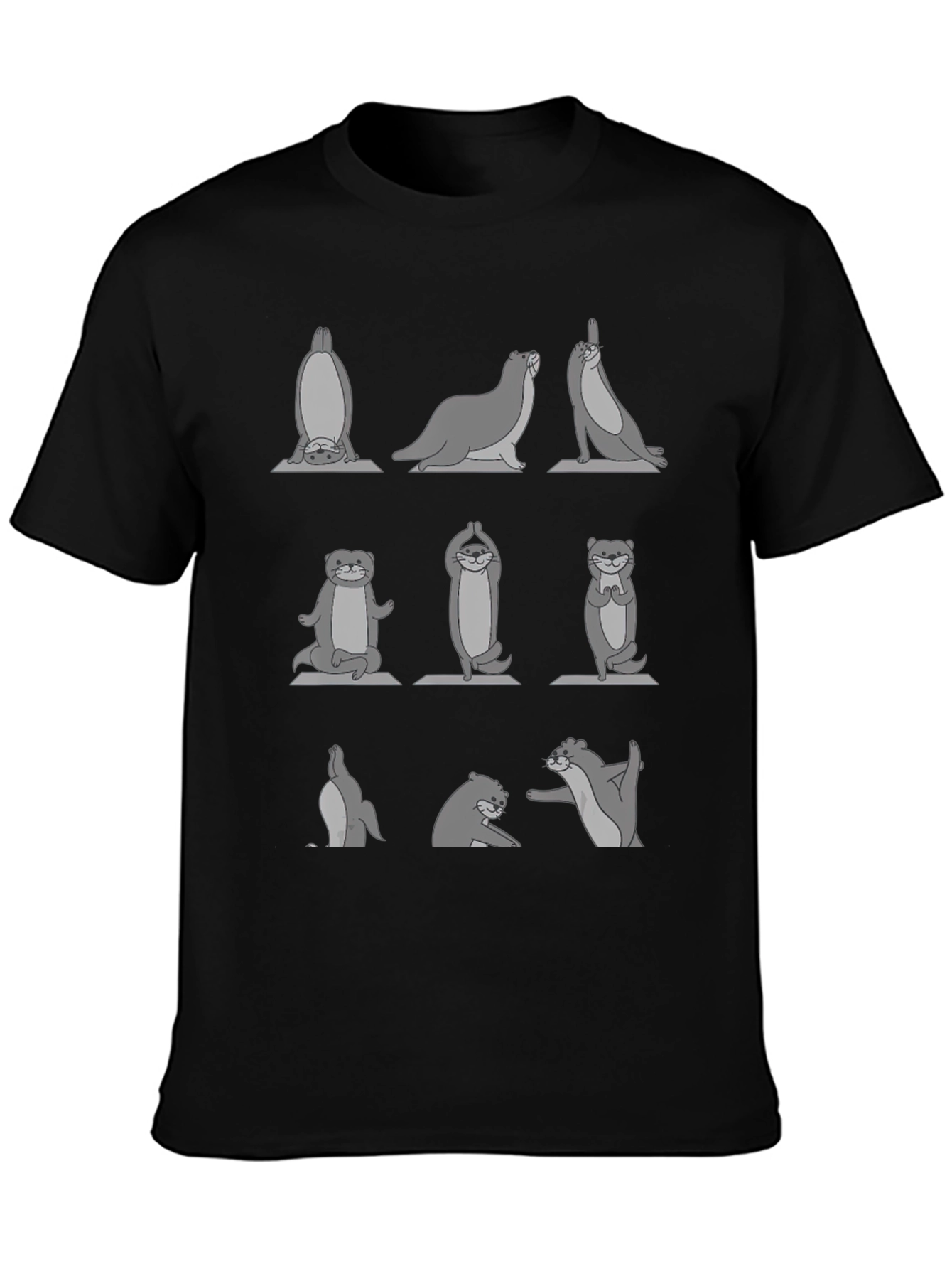 Yoga Otter Black T-Shirt - Relaxed Fit
