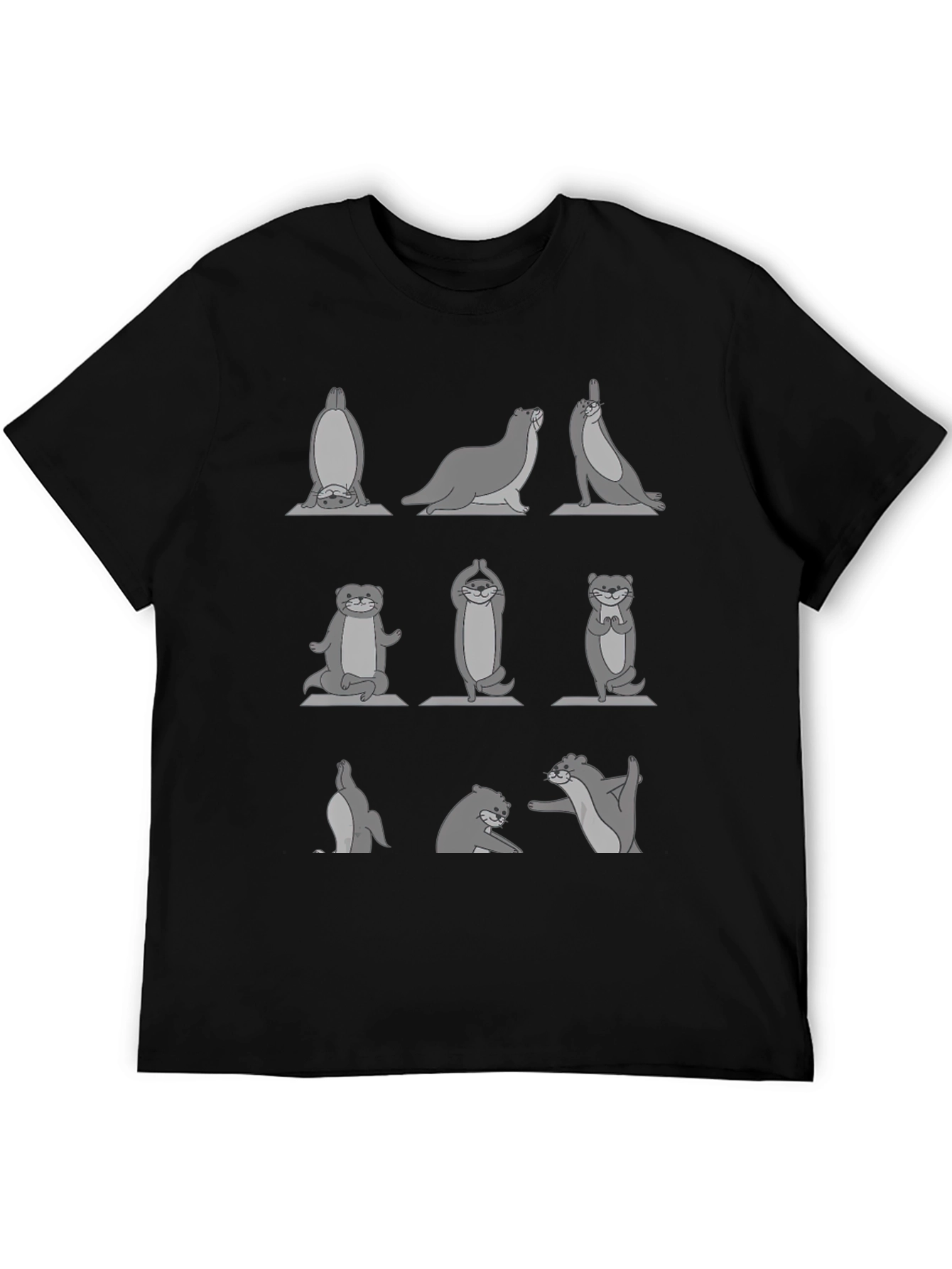 Yoga Otter Black T-Shirt - Relaxed Fit