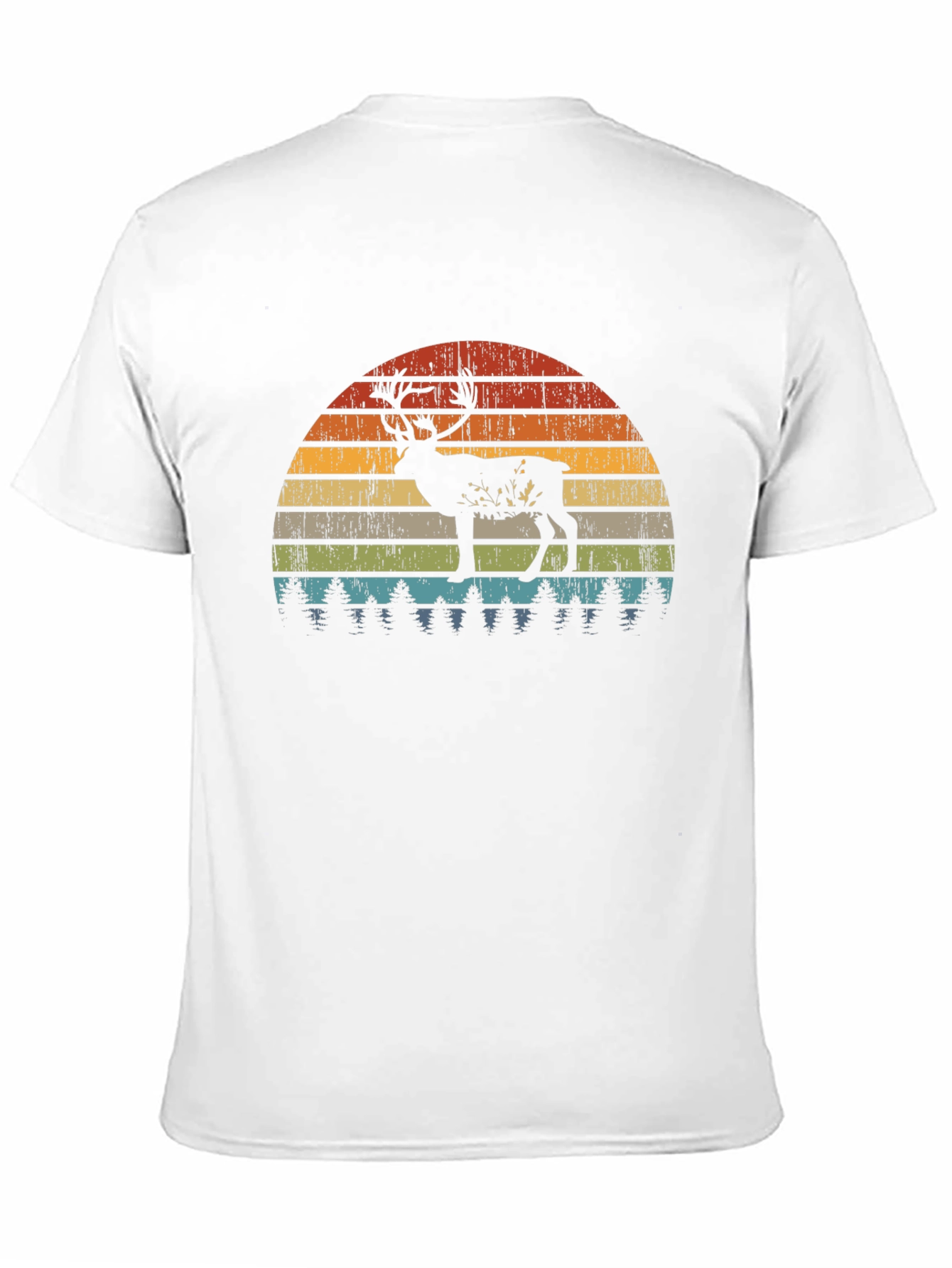 Retro Deer Sunset Graphic T-Shirt - Black