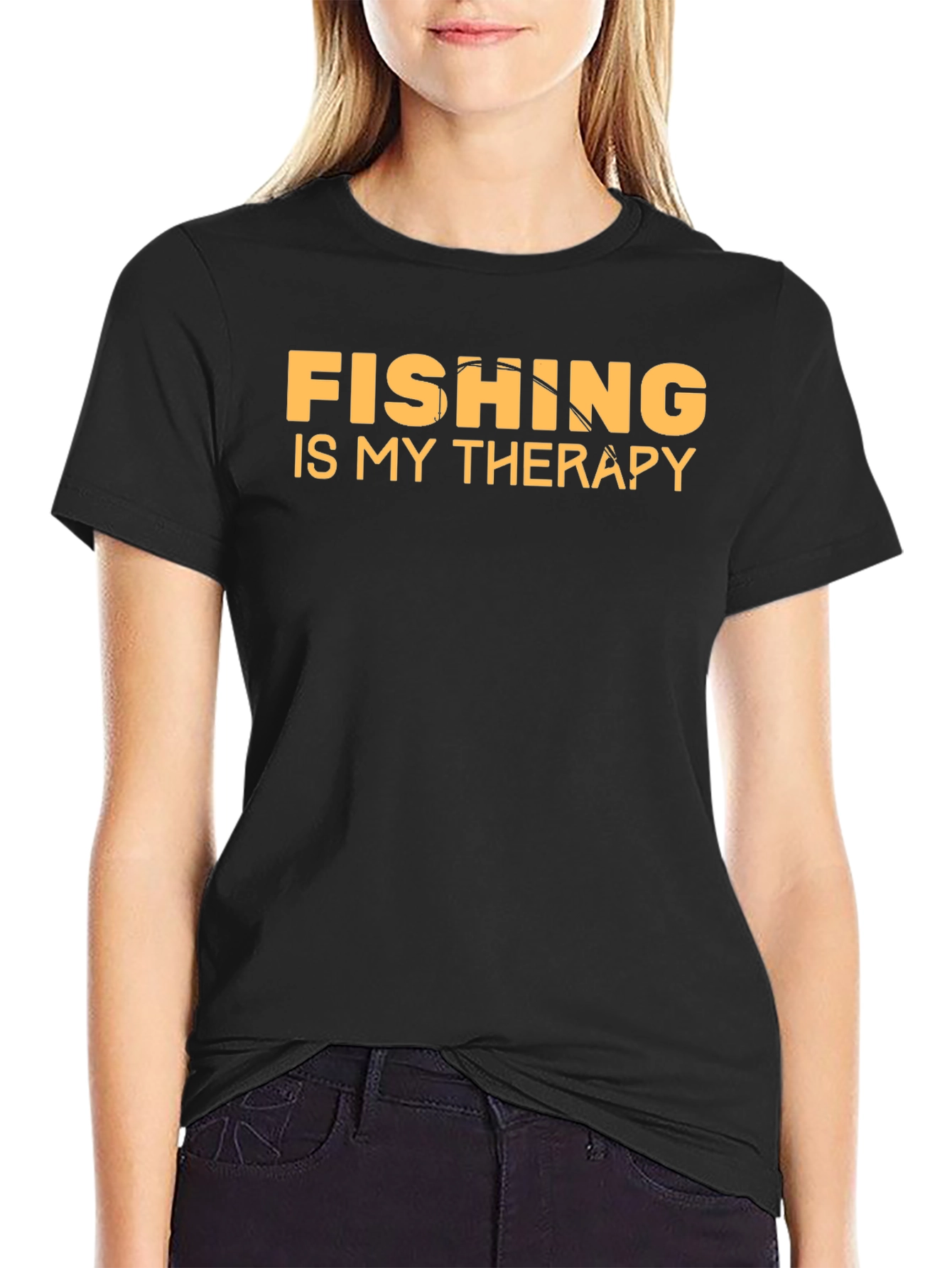 Fishing is My Therapy T-Shirt Black