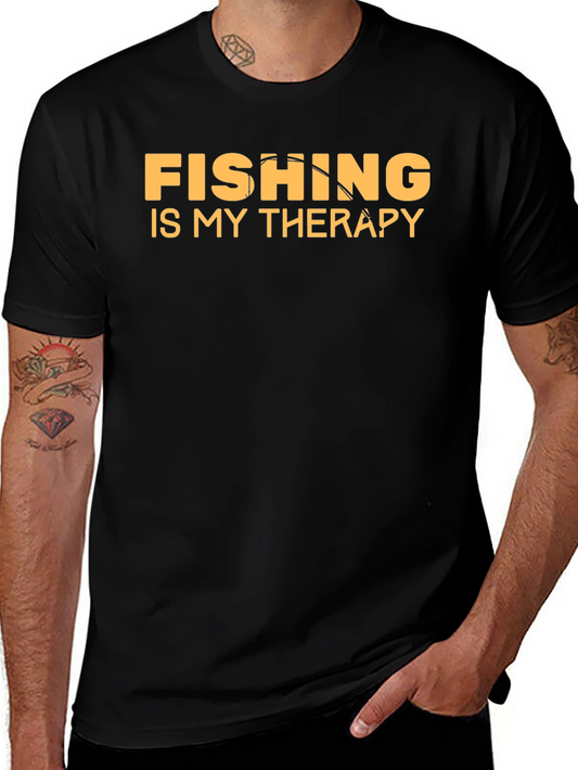 Fishing is My Therapy T-Shirt Black