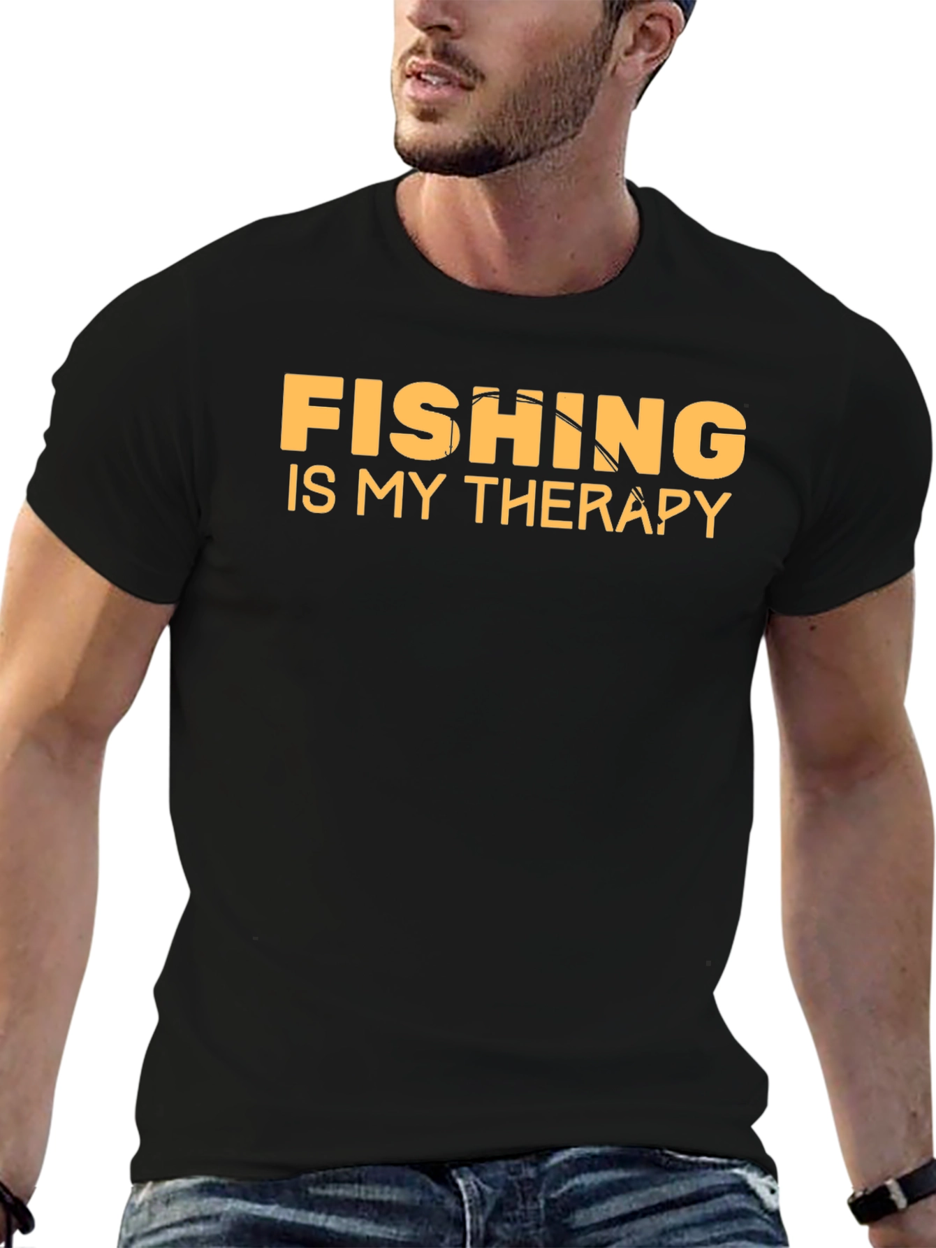 Fishing is My Therapy T-Shirt Black