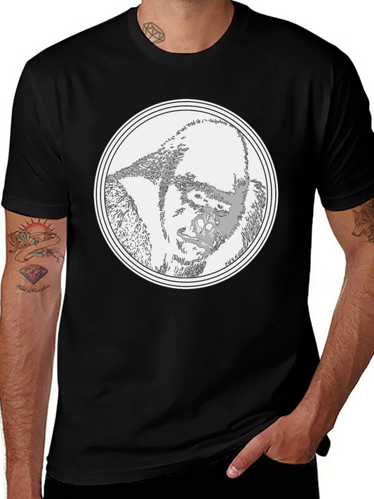 Gorilla Portrait Tee - Black Cotton Graphic T-Shirt