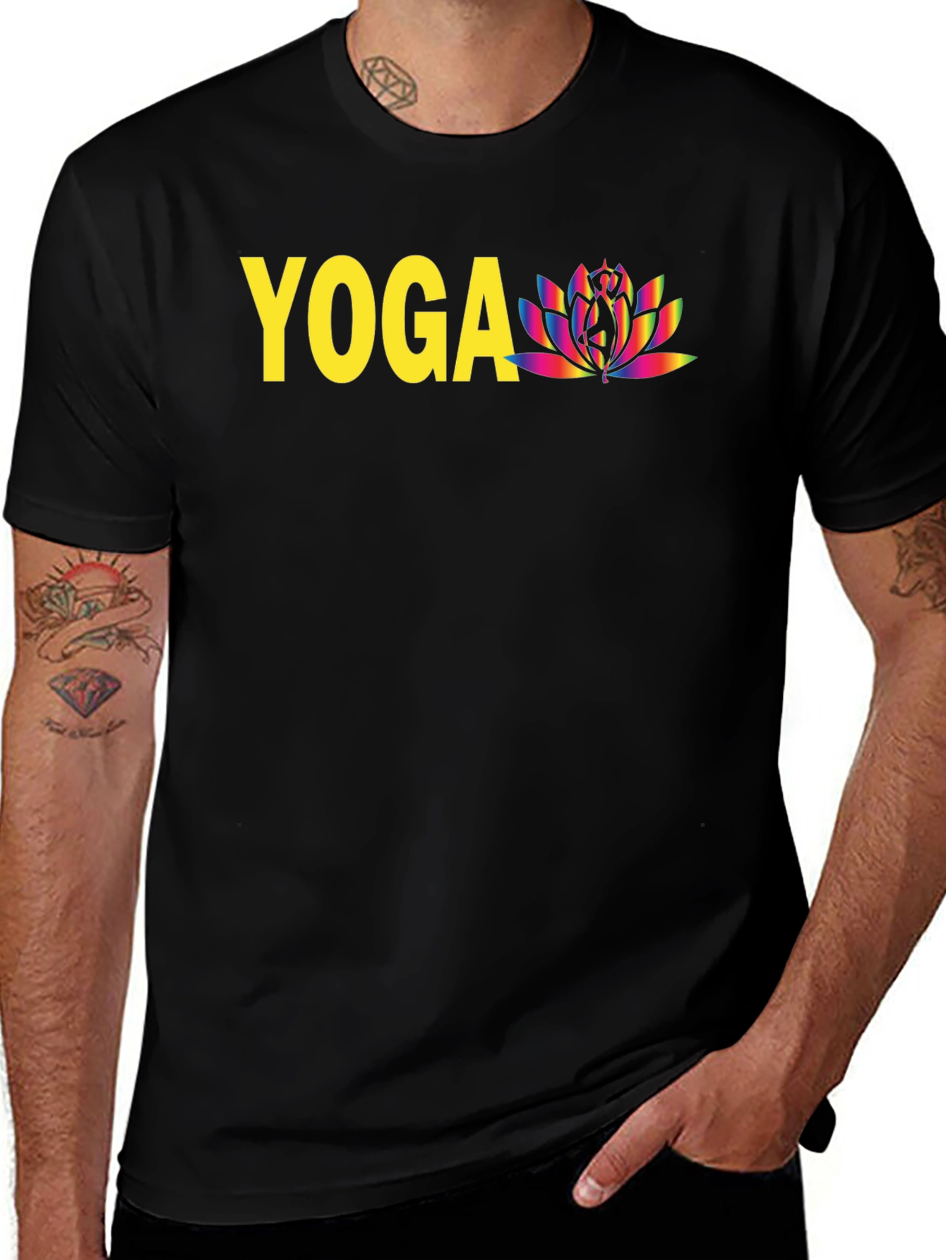 Yoga Lotus Graphic T-Shirt - Black