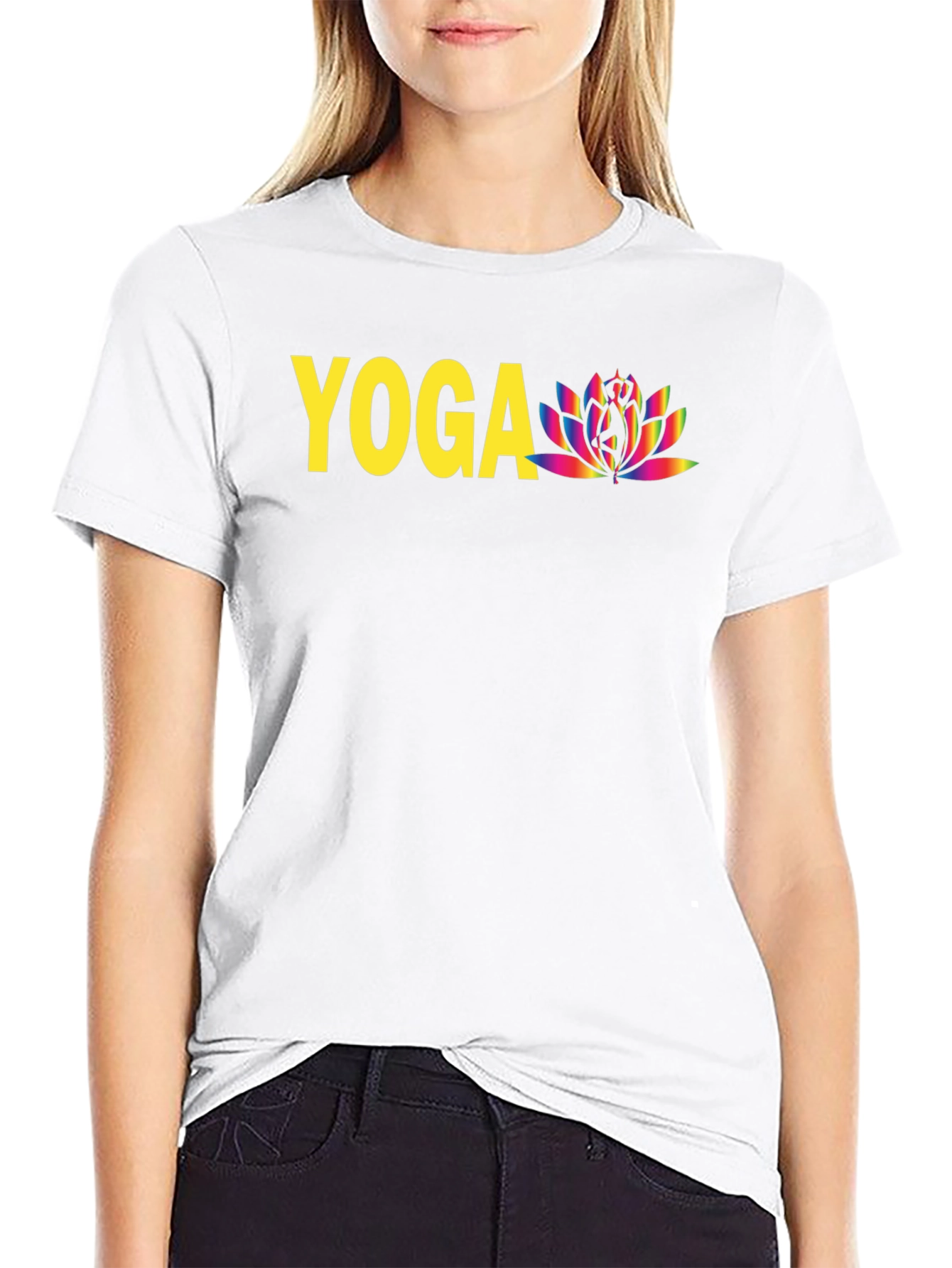 Yoga Lotus Graphic T-Shirt - Black
