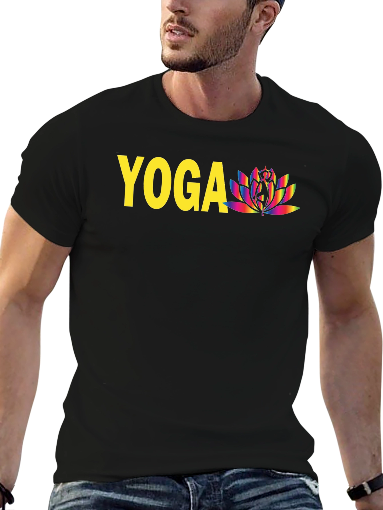 Yoga Lotus Graphic T-Shirt - Black