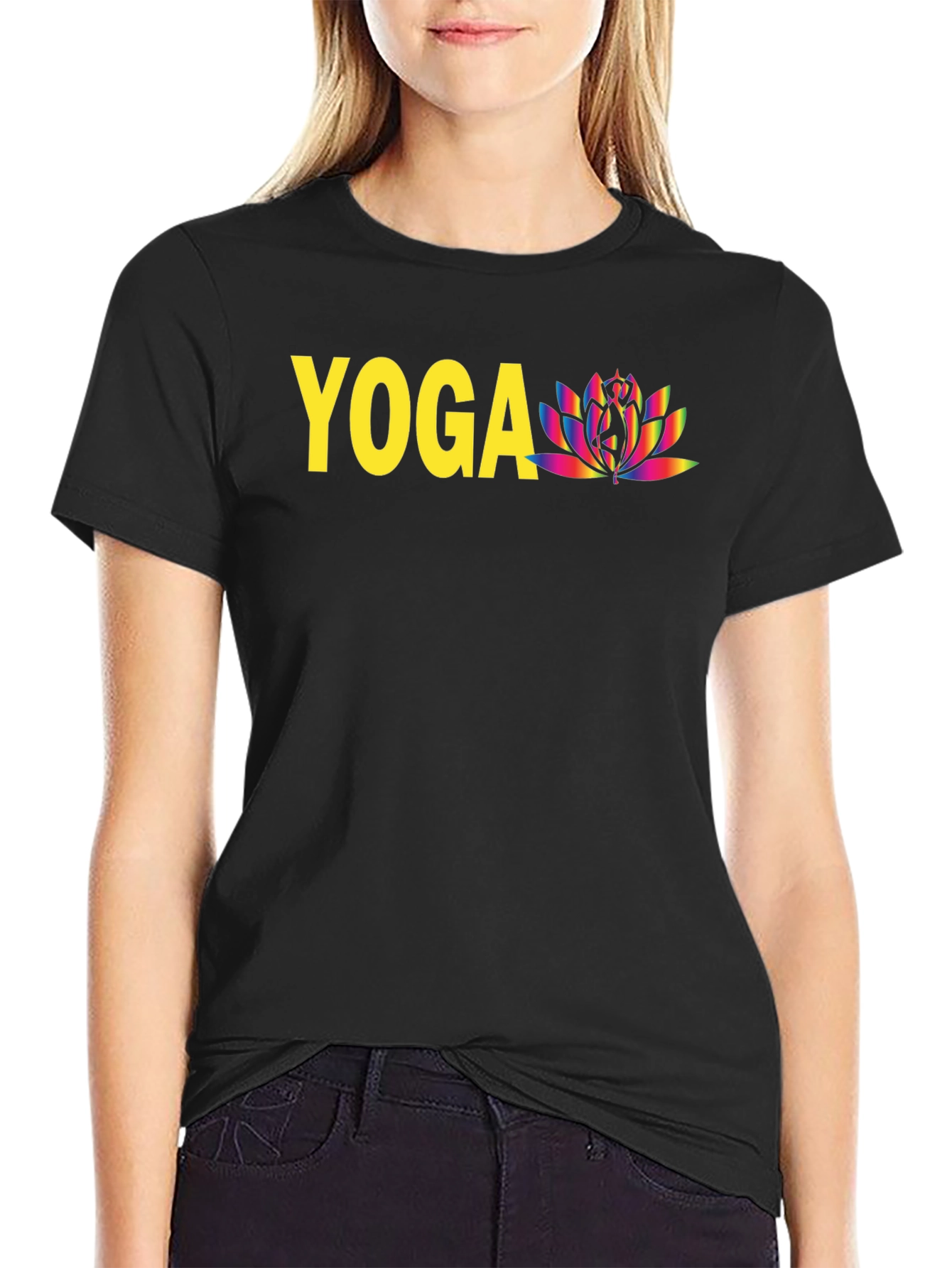 Yoga Lotus Graphic T-Shirt - Black