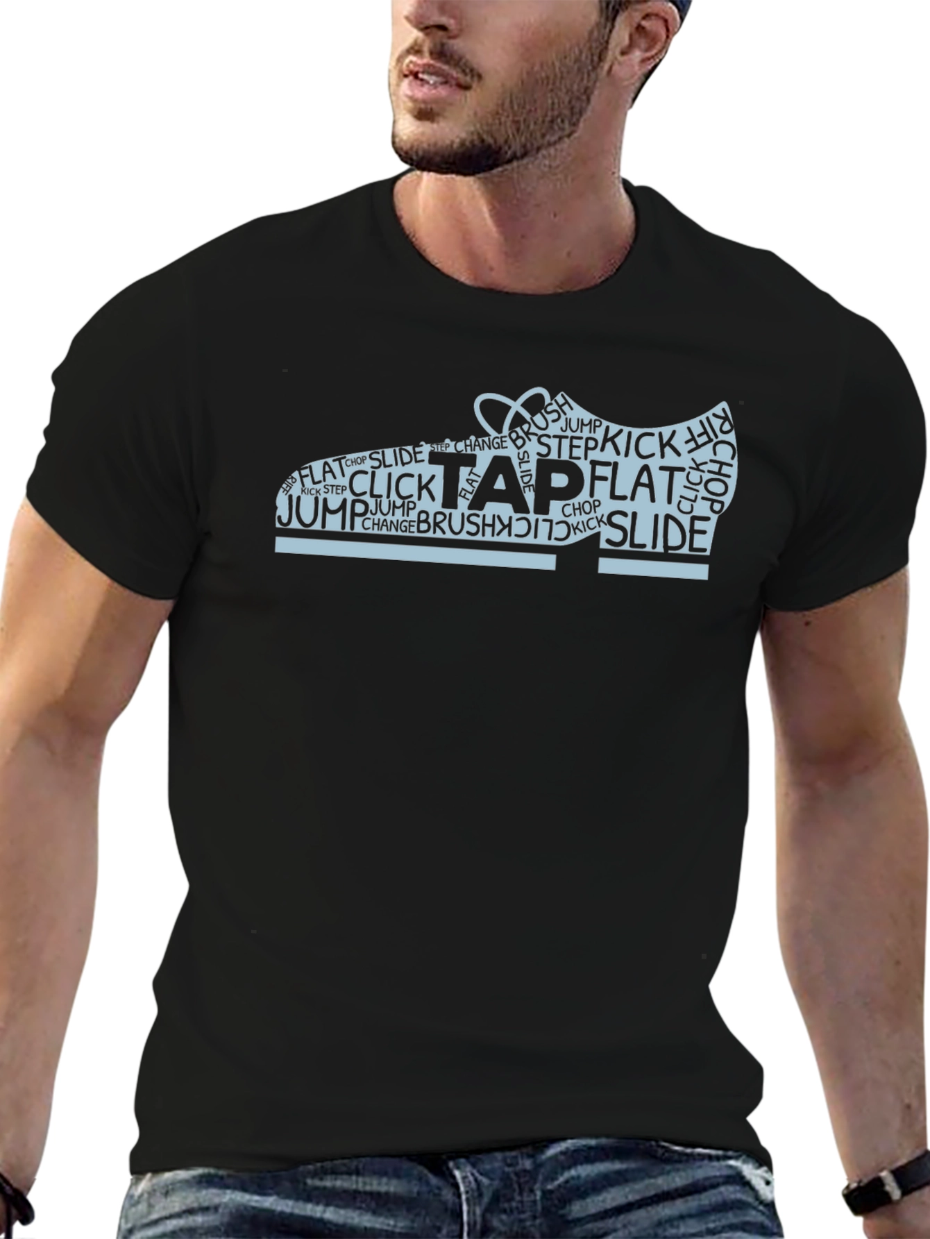 Tap Dance Shoe Word Art Black T-Shirt