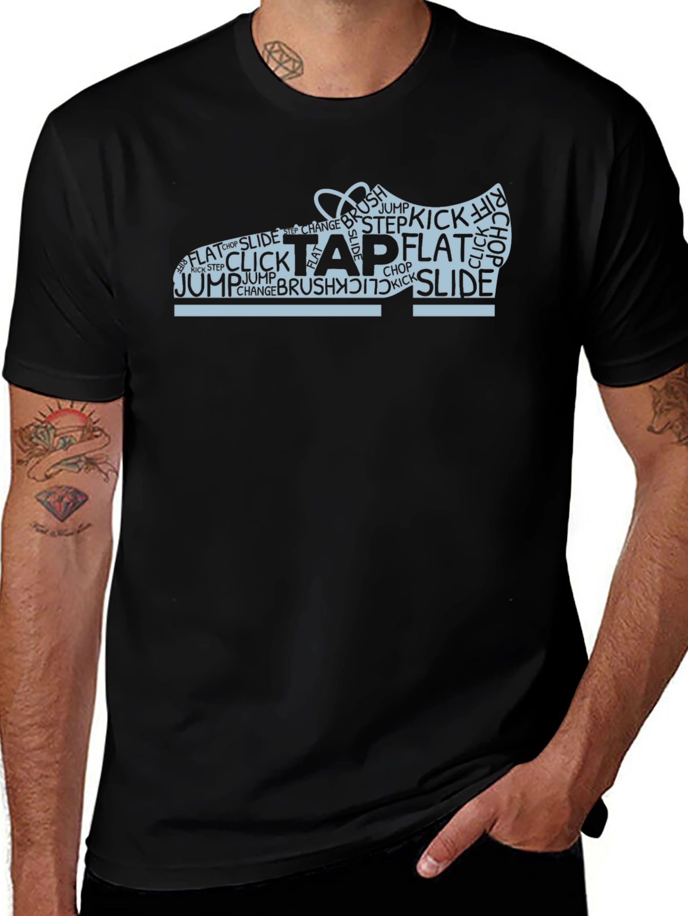 Tap Dance Shoe Word Art Black T-Shirt