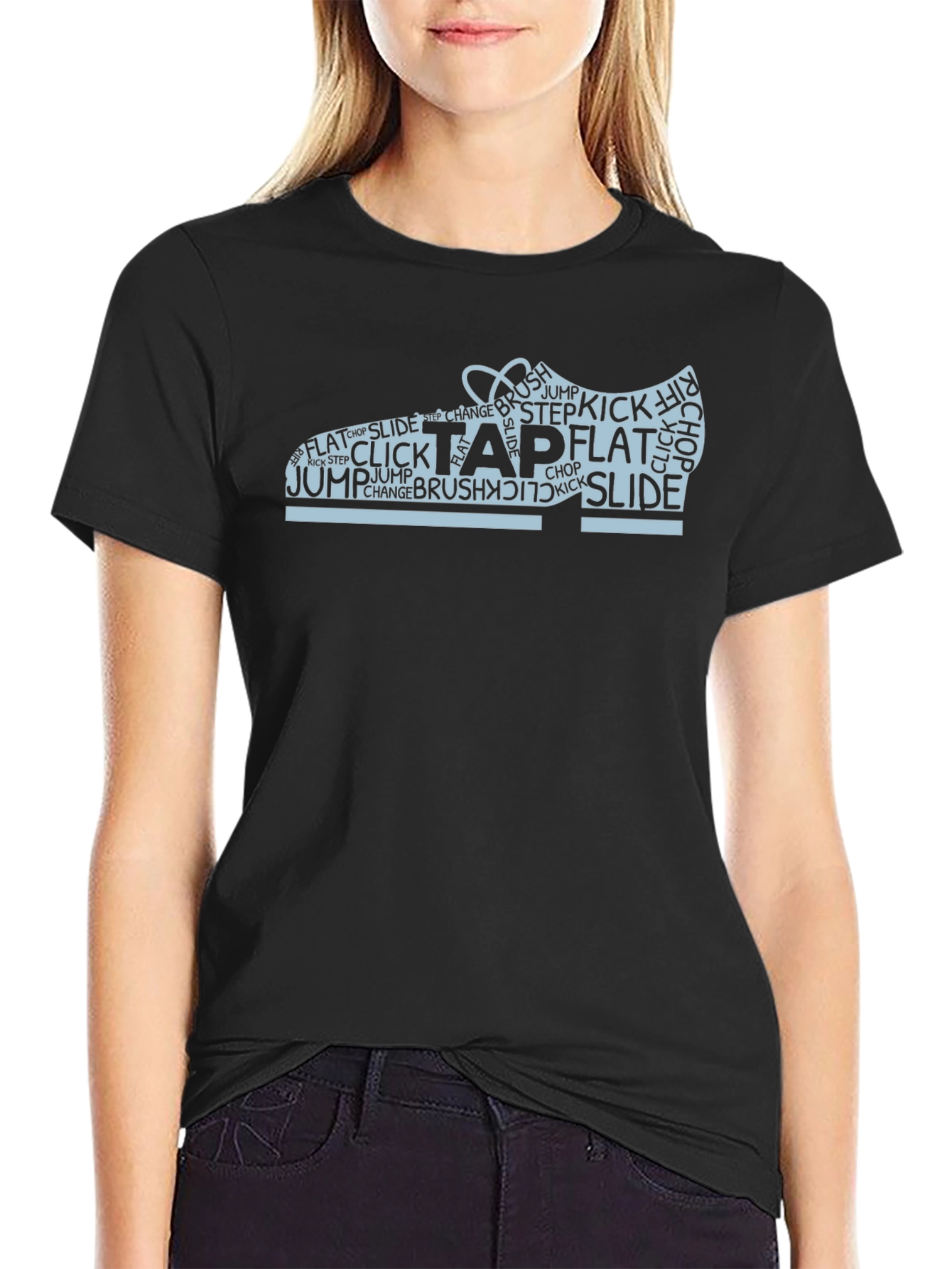 Tap Dance Shoe Word Art Black T-Shirt