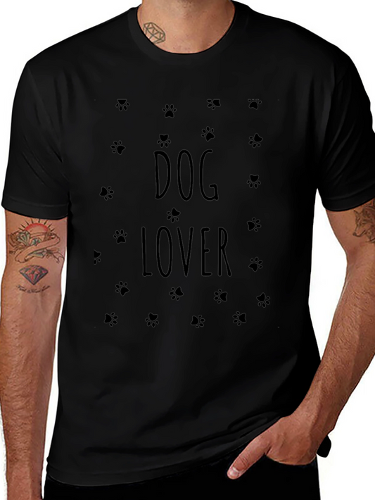 Dog Lover Paw Print T-Shirt - Casual Black Tee