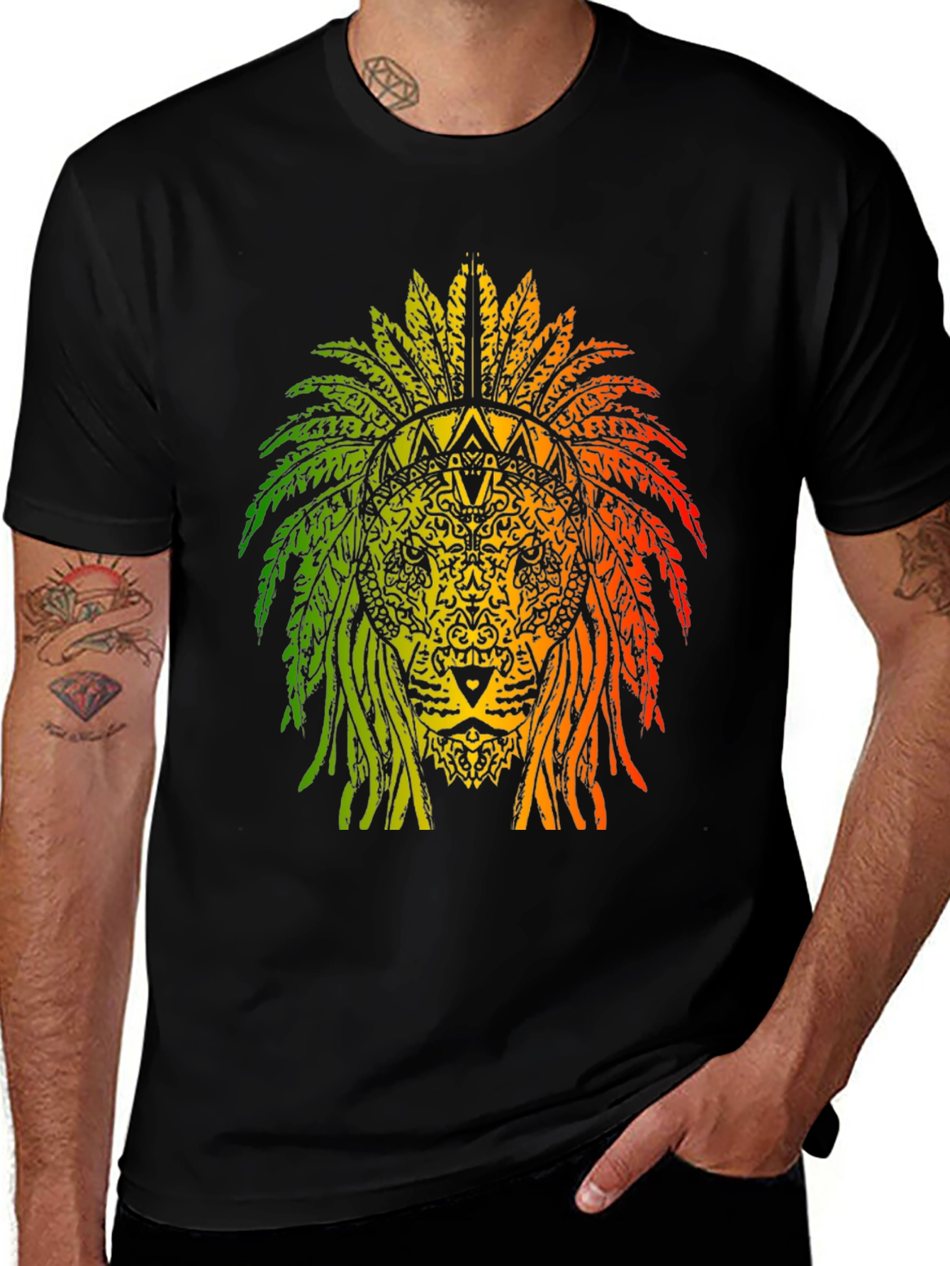 Rasta Lion Headdress Graphic T-Shirt