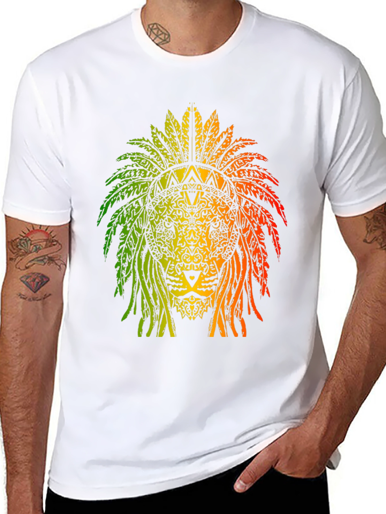 Rasta Lion Headdress Graphic T-Shirt
