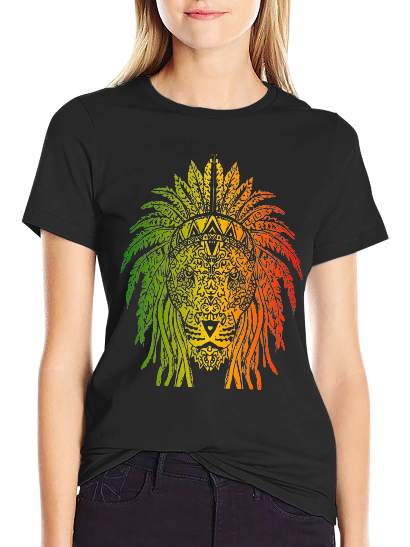 Rasta Lion Headdress Graphic T-Shirt
