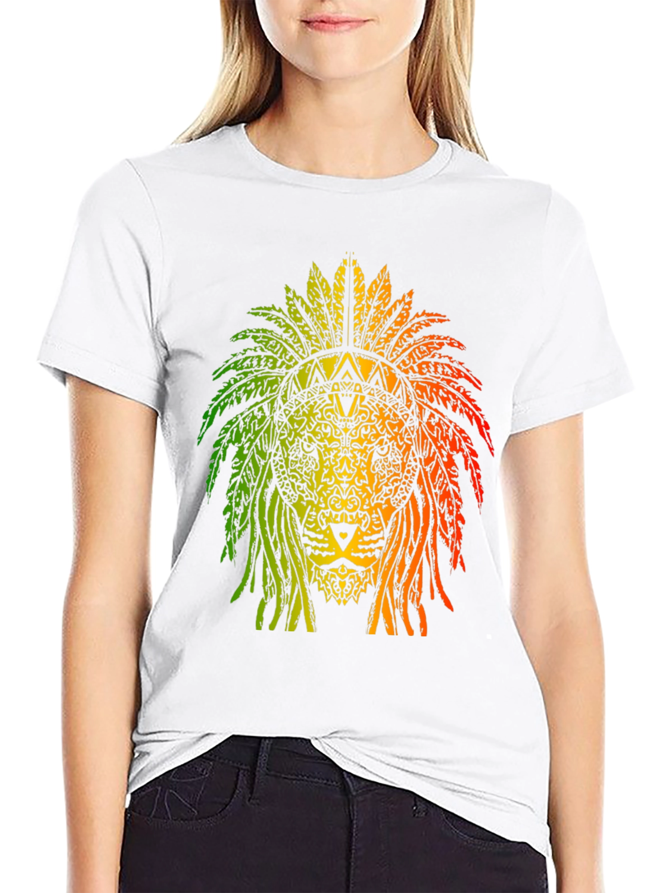 Rasta Lion Headdress Graphic T-Shirt