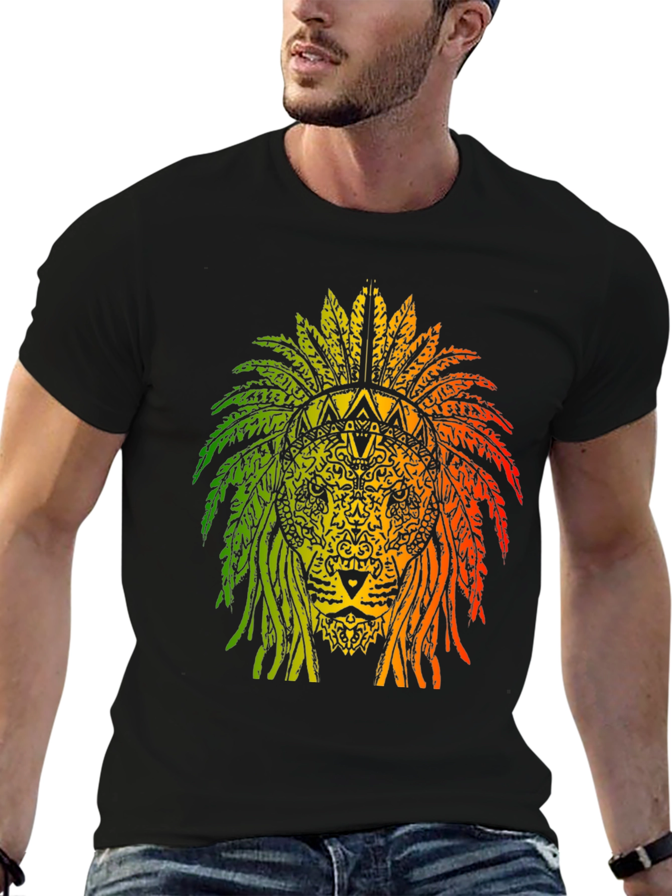 Rasta Lion Headdress Graphic T-Shirt