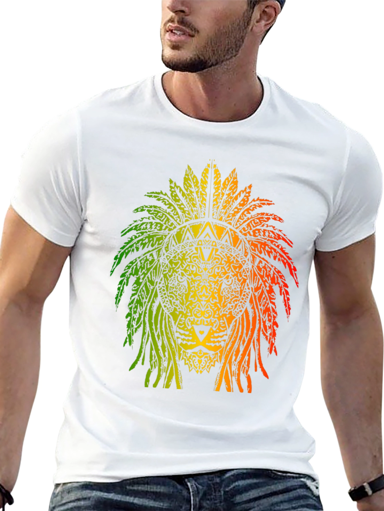 Rasta Lion Headdress Graphic T-Shirt
