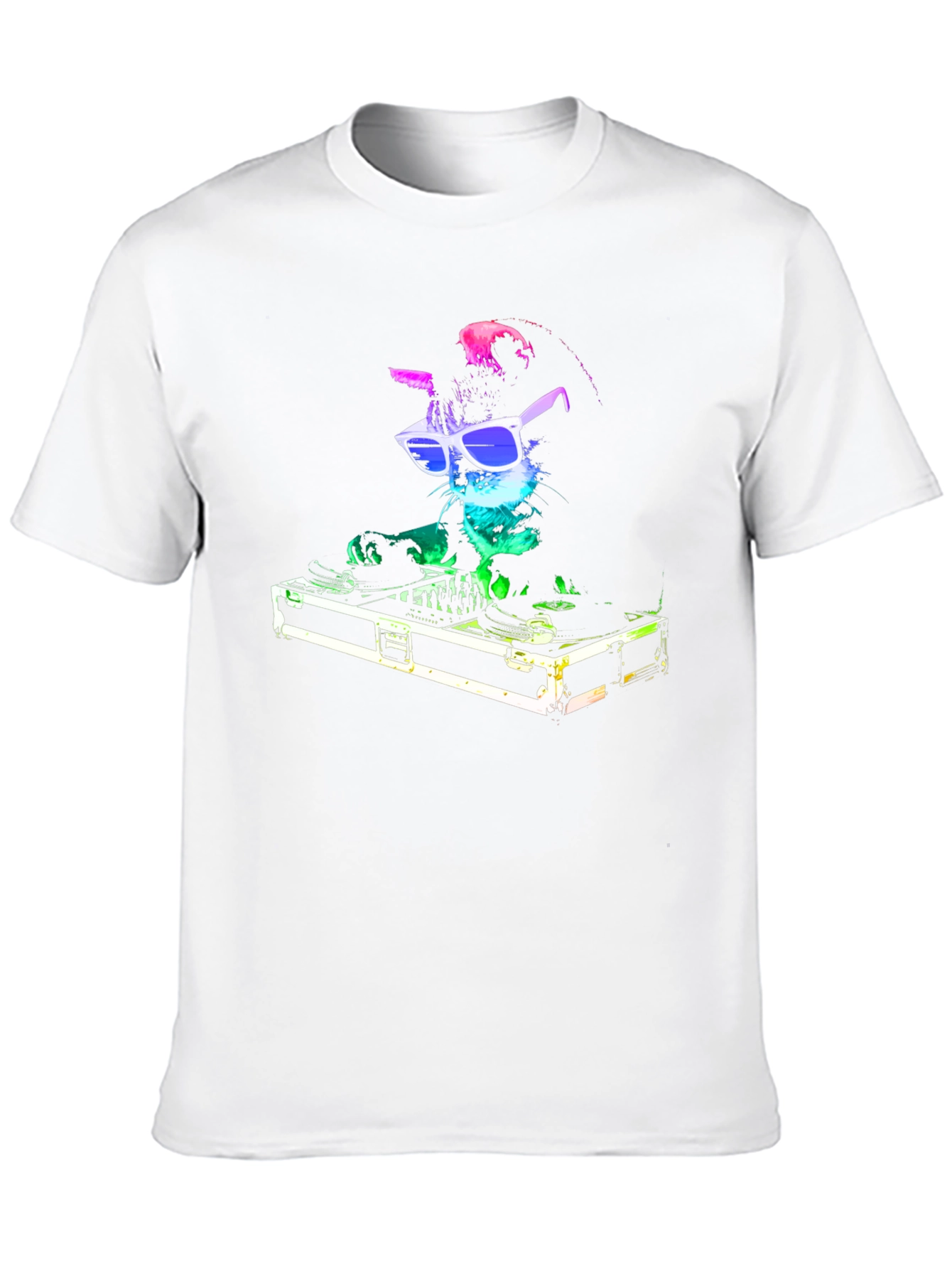 DJ Cat Graphic Tee - Cool Black T-Shirt