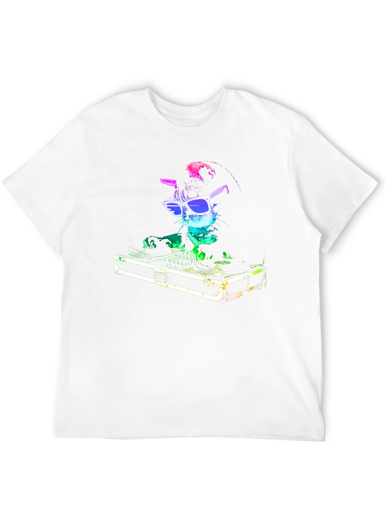 DJ Cat Graphic Tee - Cool Black T-Shirt
