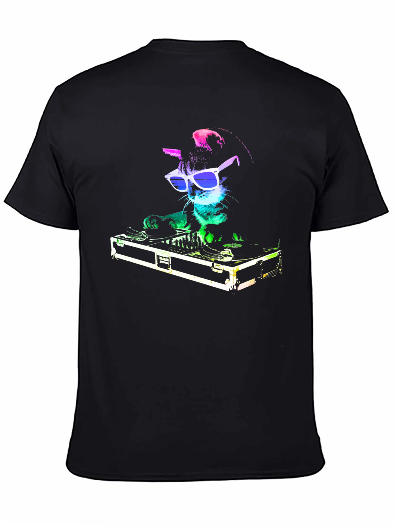 DJ Cat Graphic Tee - Cool Black T-Shirt