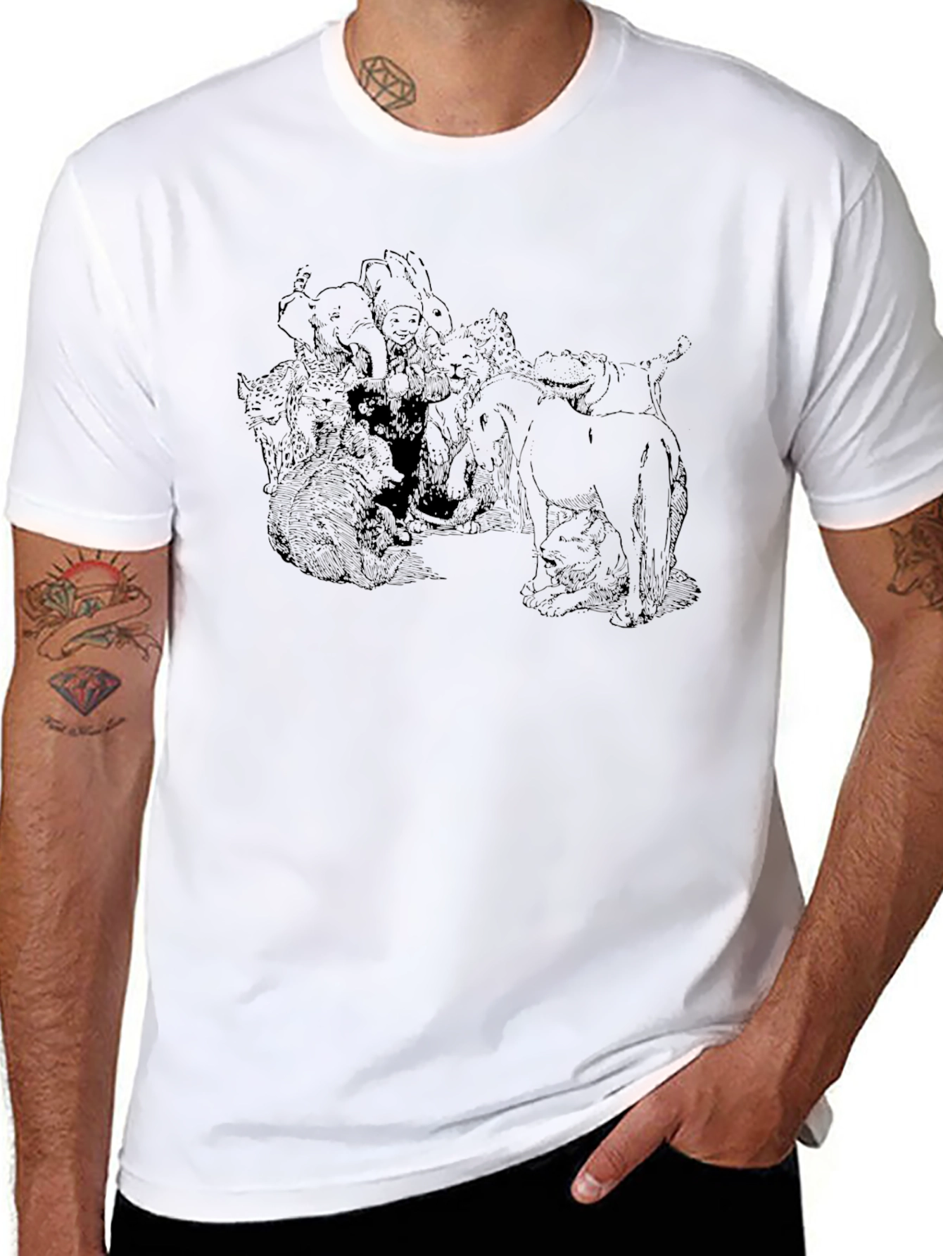 Unique Graphic Print Mens Black T-Shirt