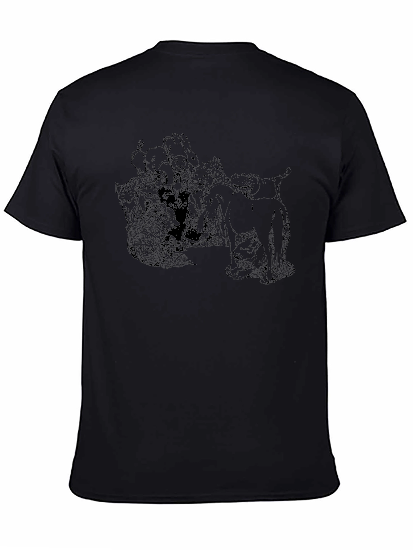 Unique Graphic Print Mens Black T-Shirt
