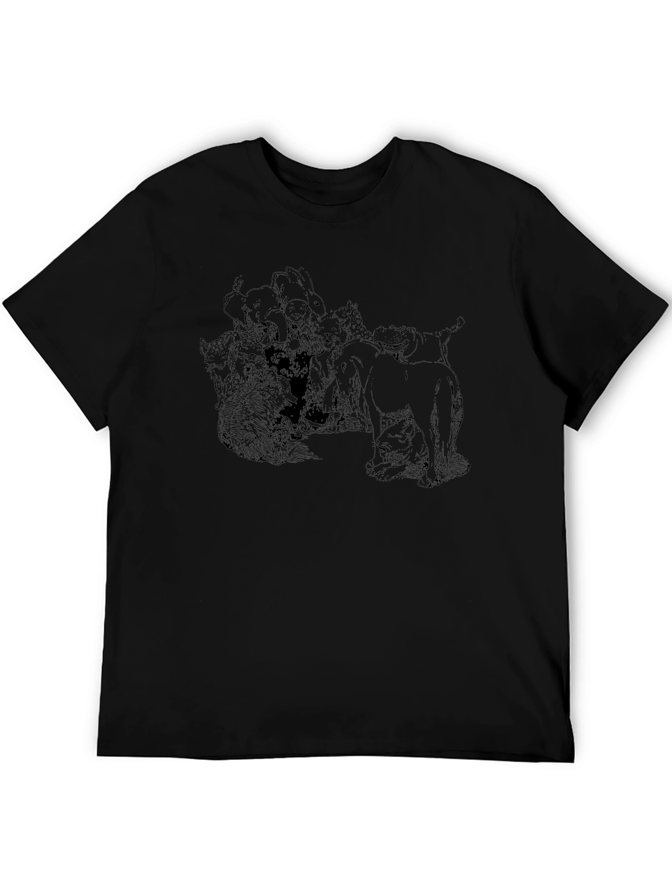 Unique Graphic Print Mens Black T-Shirt