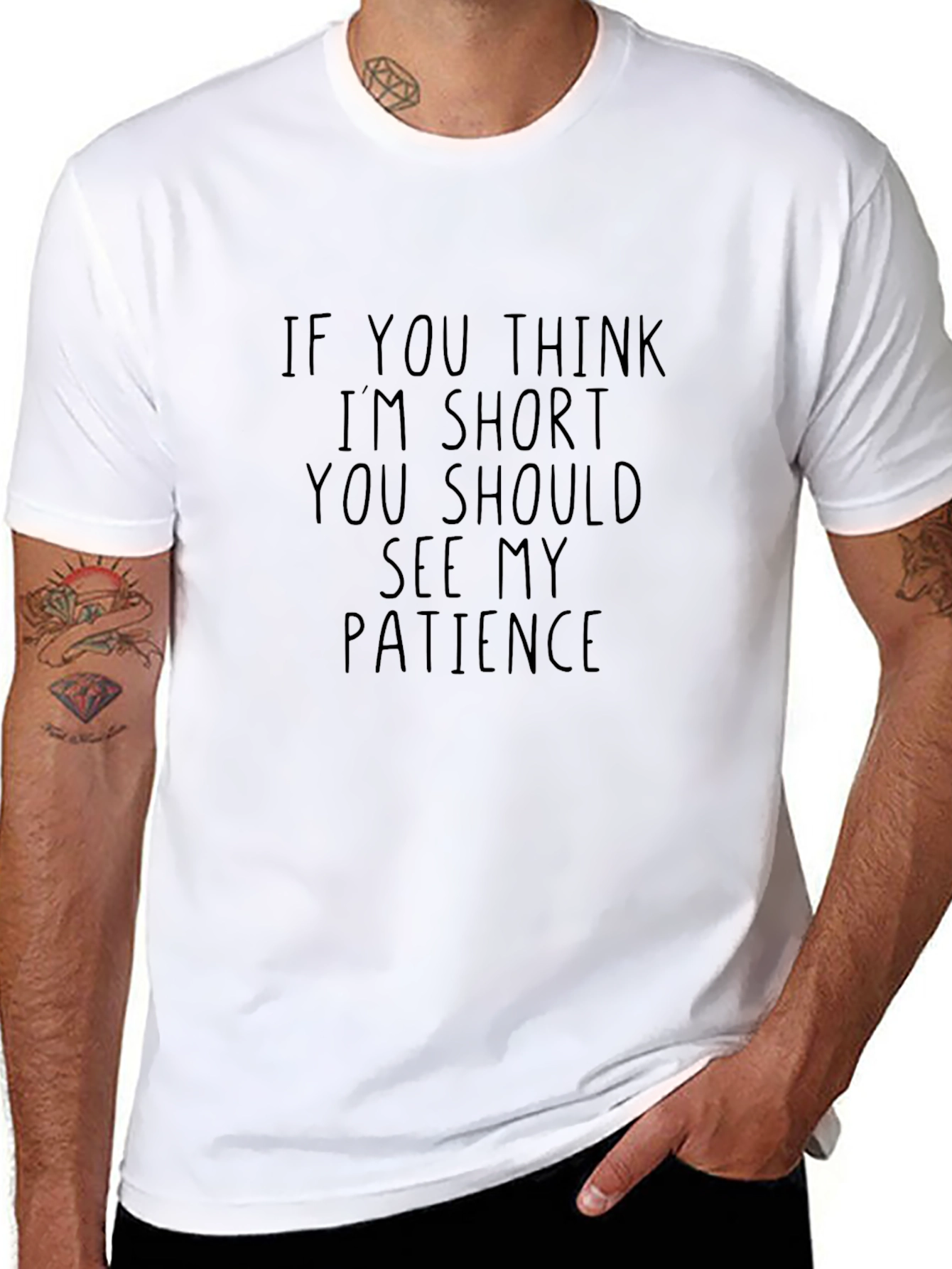 Humorous Short Patience Black T-Shirt