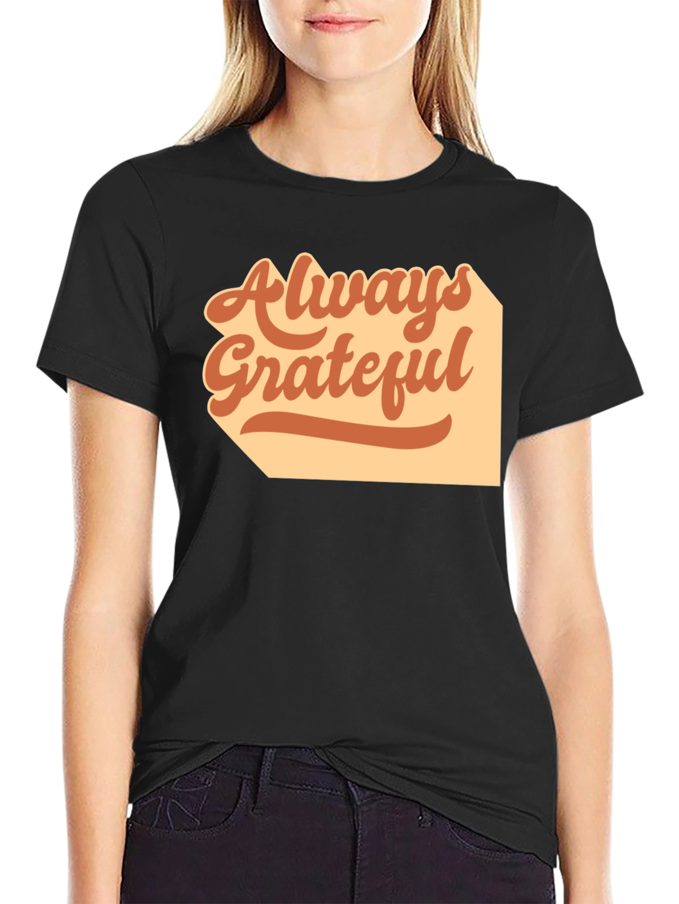 Always Grateful Graphic Tee - Casual Black T-Shirt
