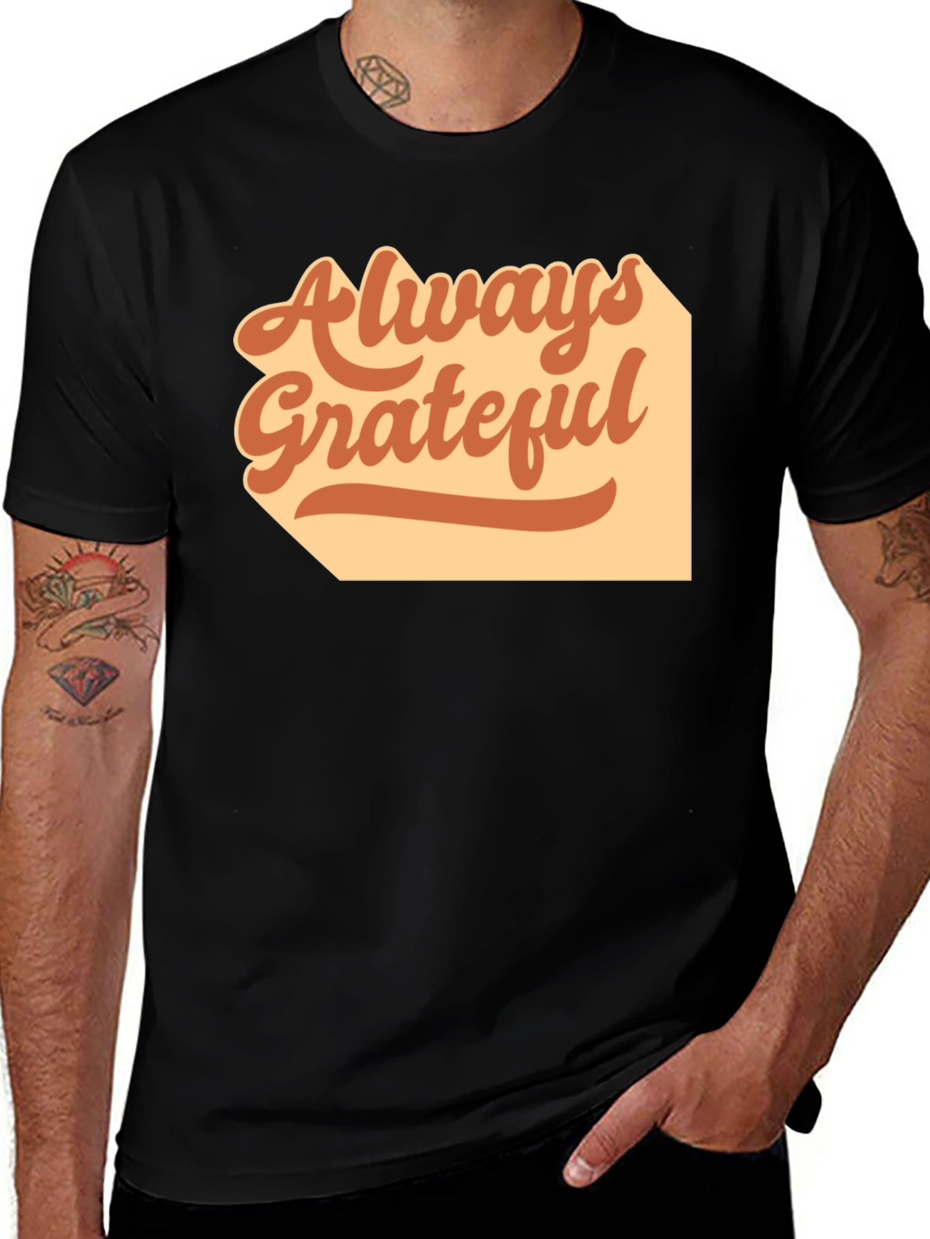 Always Grateful Graphic Tee - Casual Black T-Shirt
