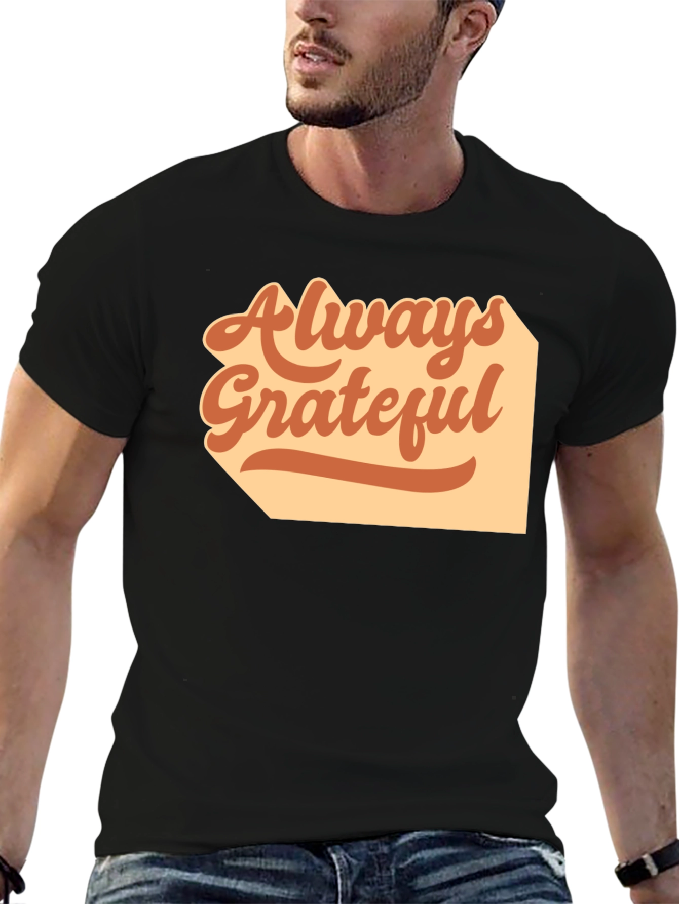 Always Grateful Graphic Tee - Casual Black T-Shirt