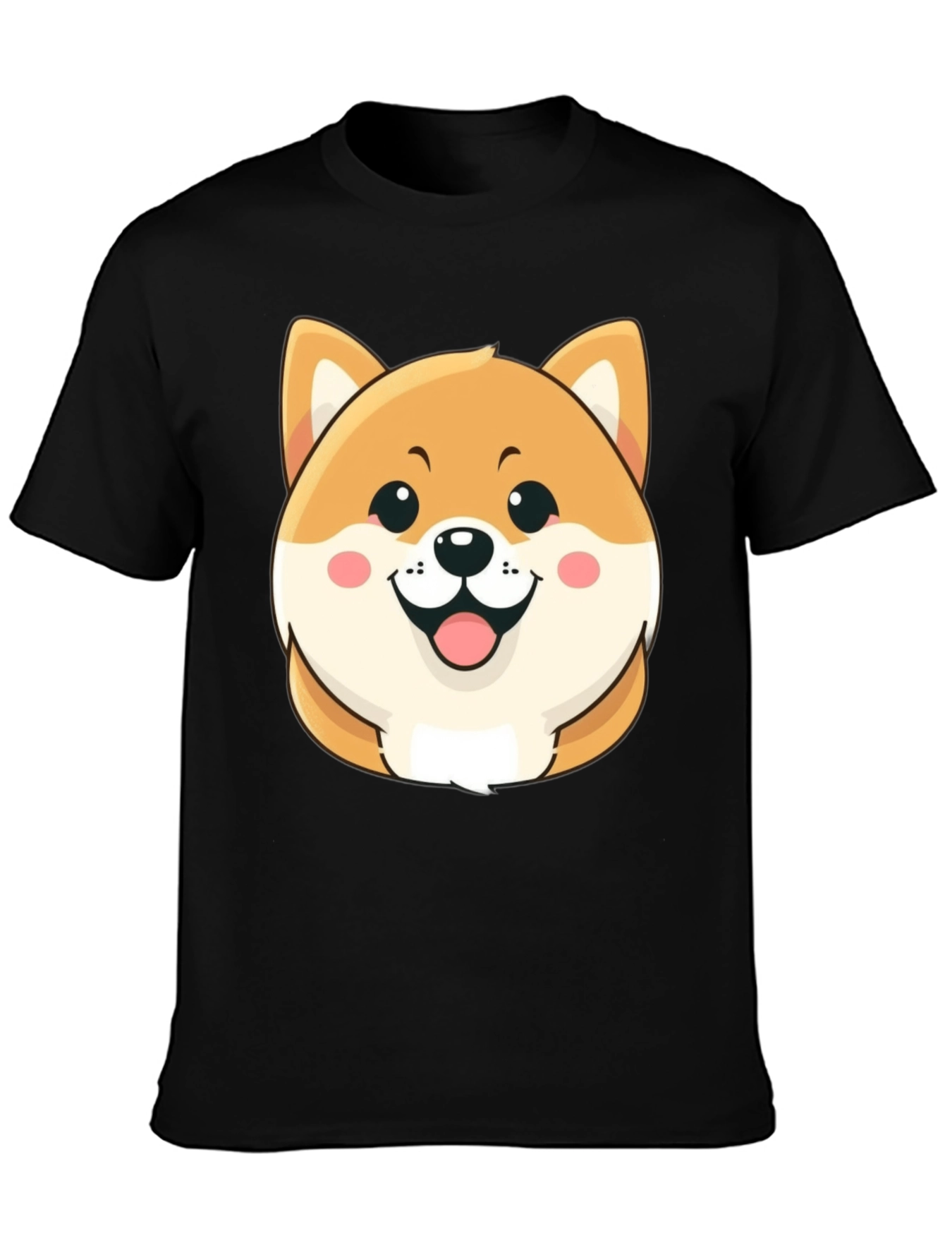 Cute Shiba Inu Graphic Tee - Black Cotton T-Shirt