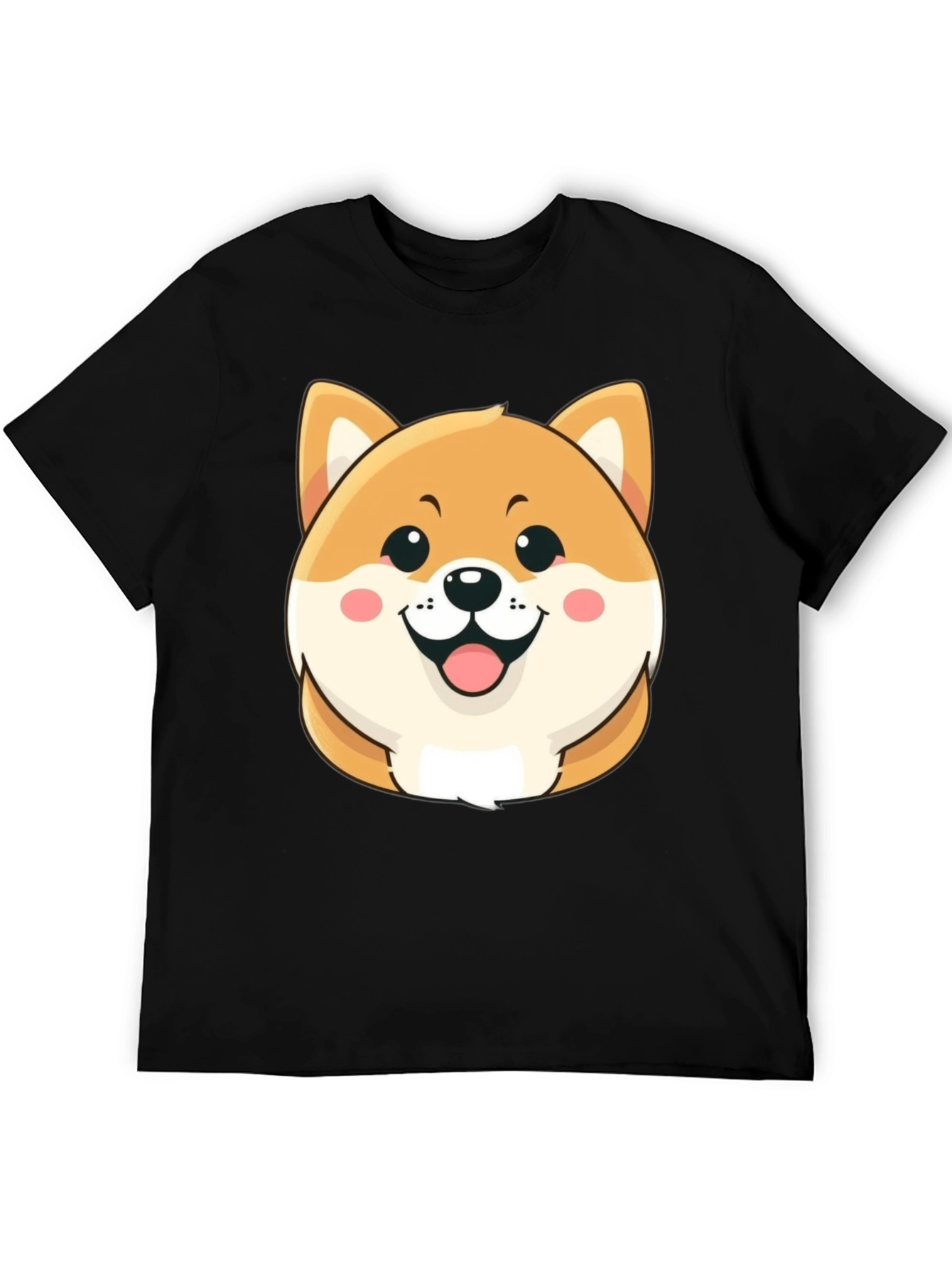 Cute Shiba Inu Graphic Tee - Black Cotton T-Shirt