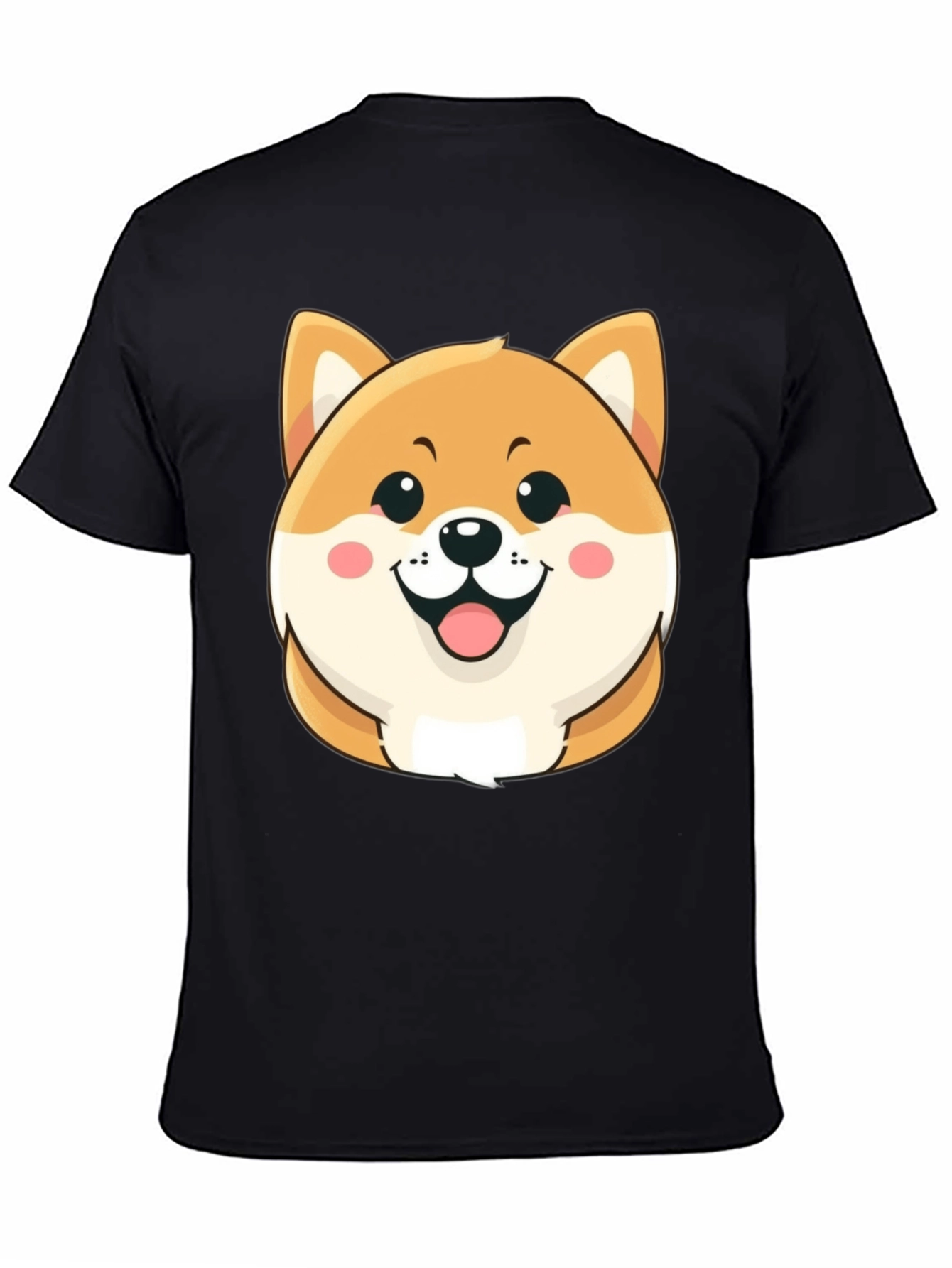Cute Shiba Inu Graphic Tee - Black Cotton T-Shirt