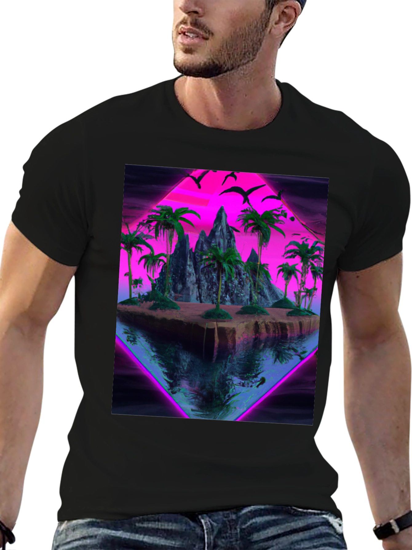 Vaporwave Island Graphic Tee - Retro Style Shirt