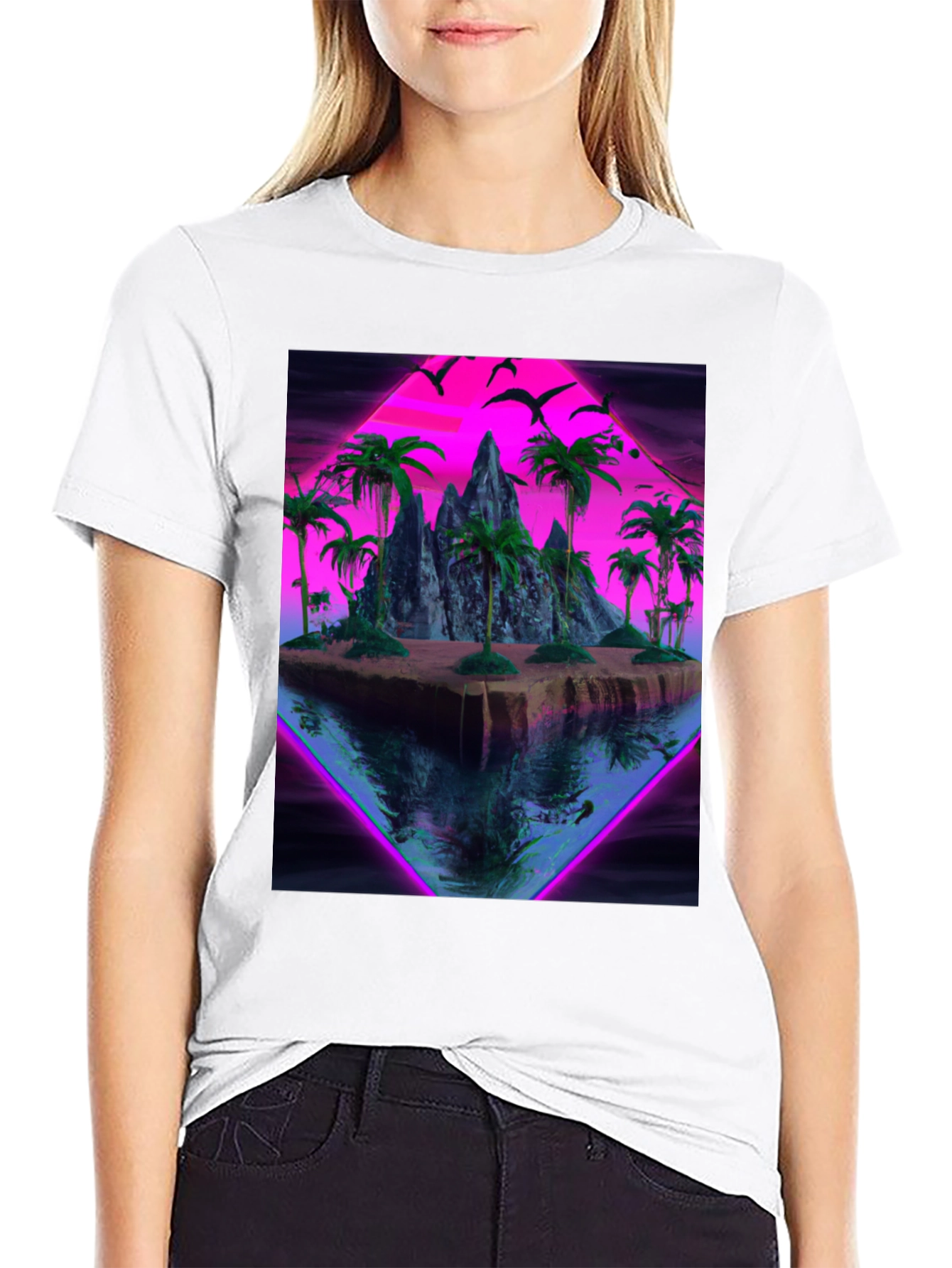 Vaporwave Island Graphic Tee - Retro Style Shirt