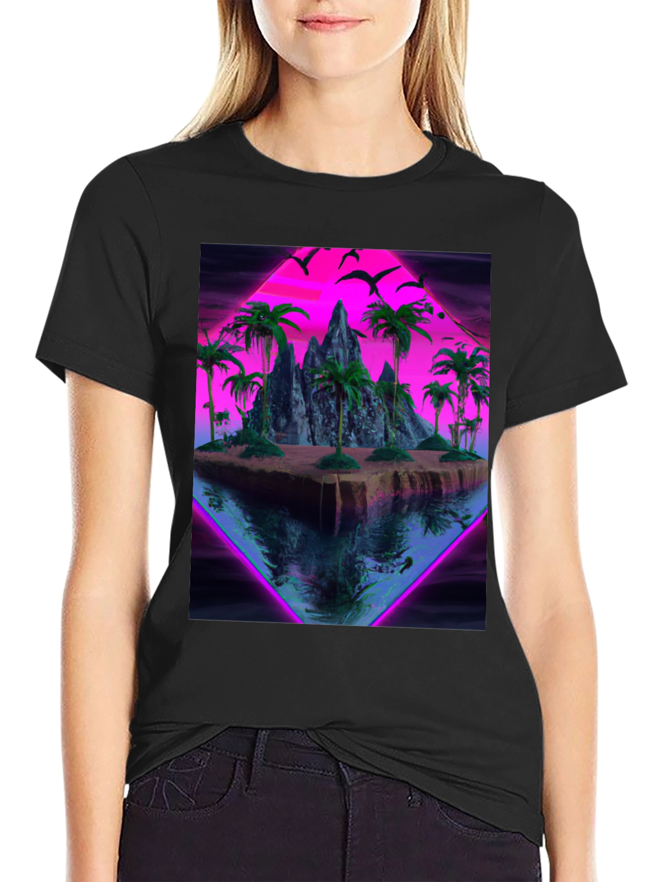 Vaporwave Island Graphic Tee - Retro Style Shirt