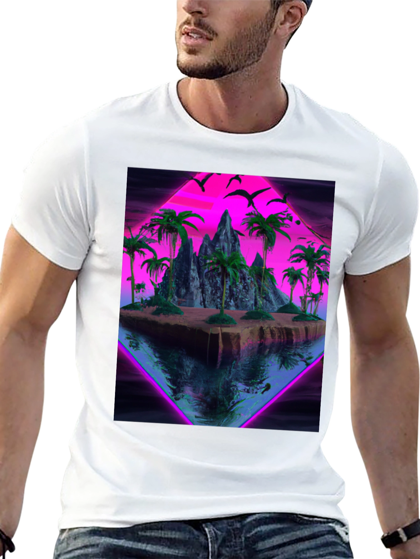Vaporwave Island Graphic Tee - Retro Style Shirt