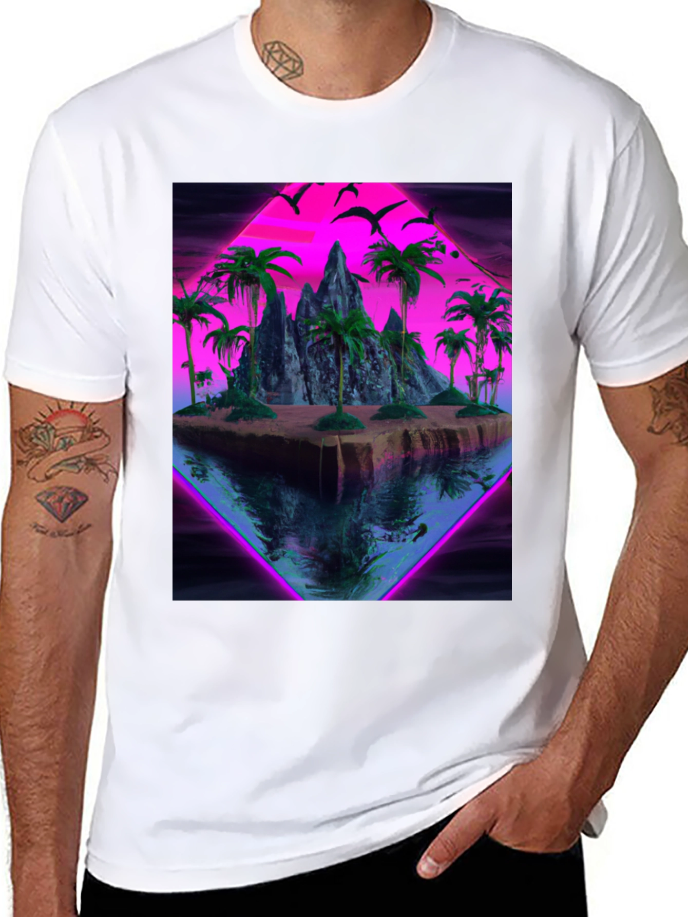 Vaporwave Island Graphic Tee - Retro Style Shirt
