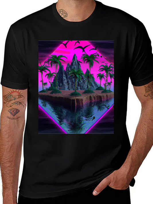 Vaporwave Island Graphic Tee - Retro Style Shirt