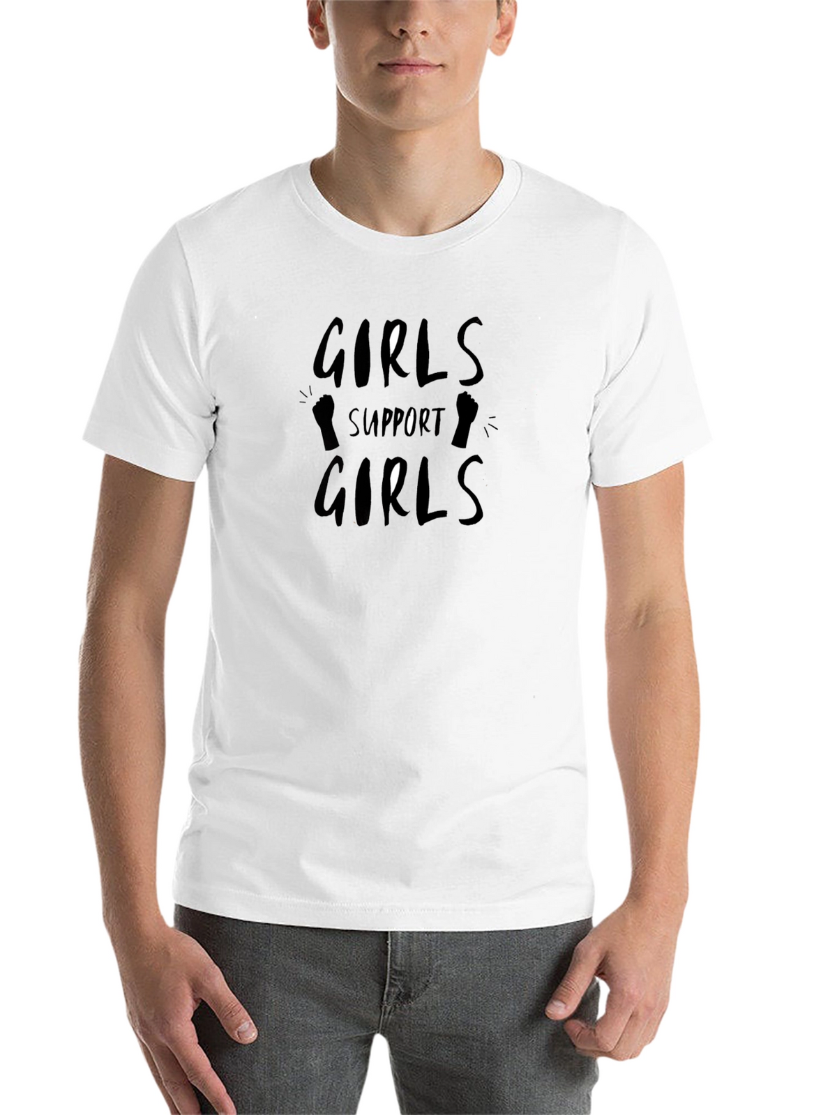 Girls Support Girls Black Graphic Tee