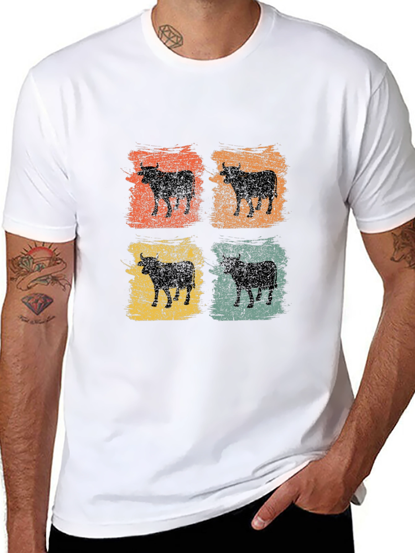Retro Highland Cow T-Shirt Grunge Style