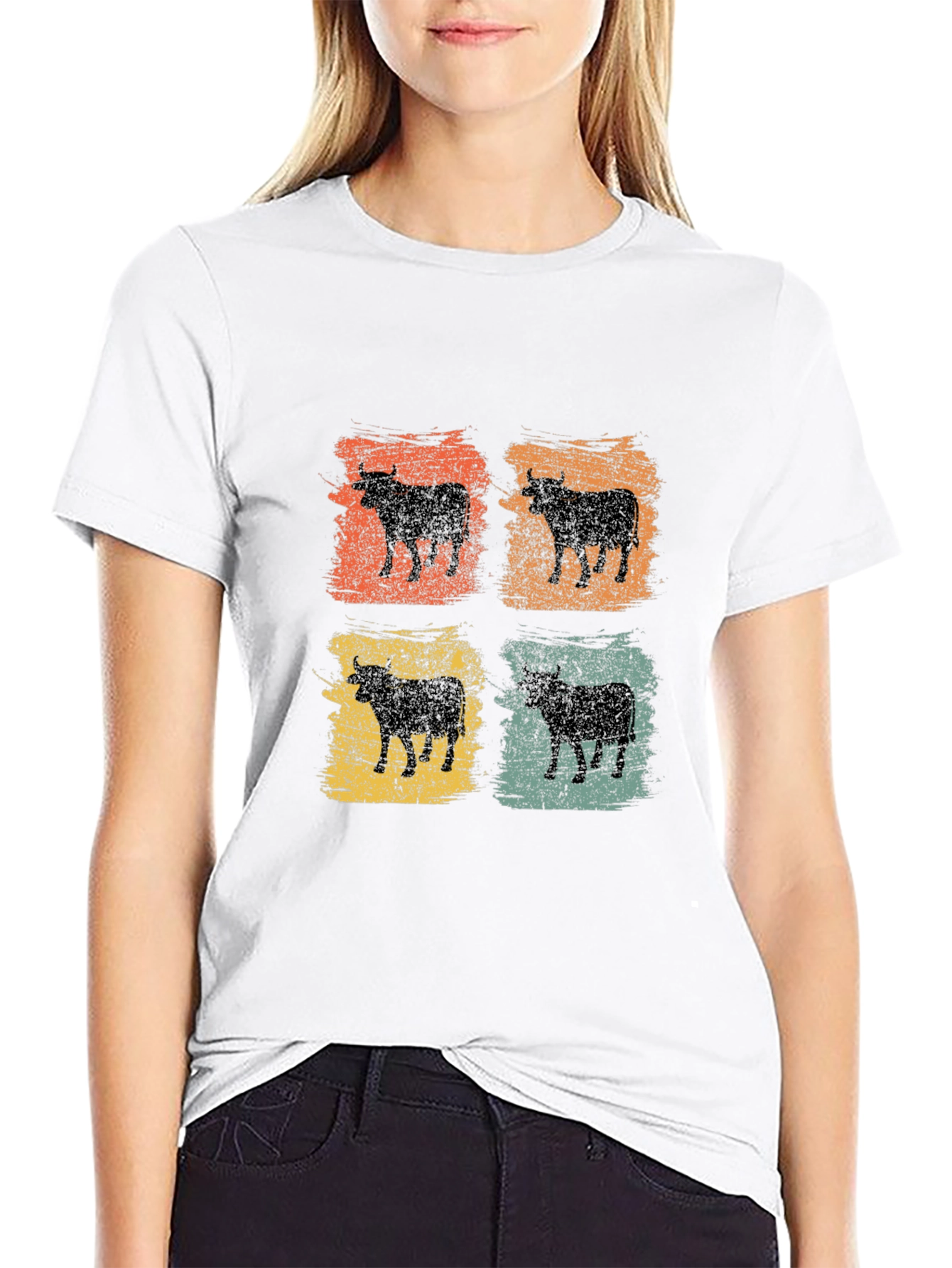 Retro Highland Cow T-Shirt Grunge Style