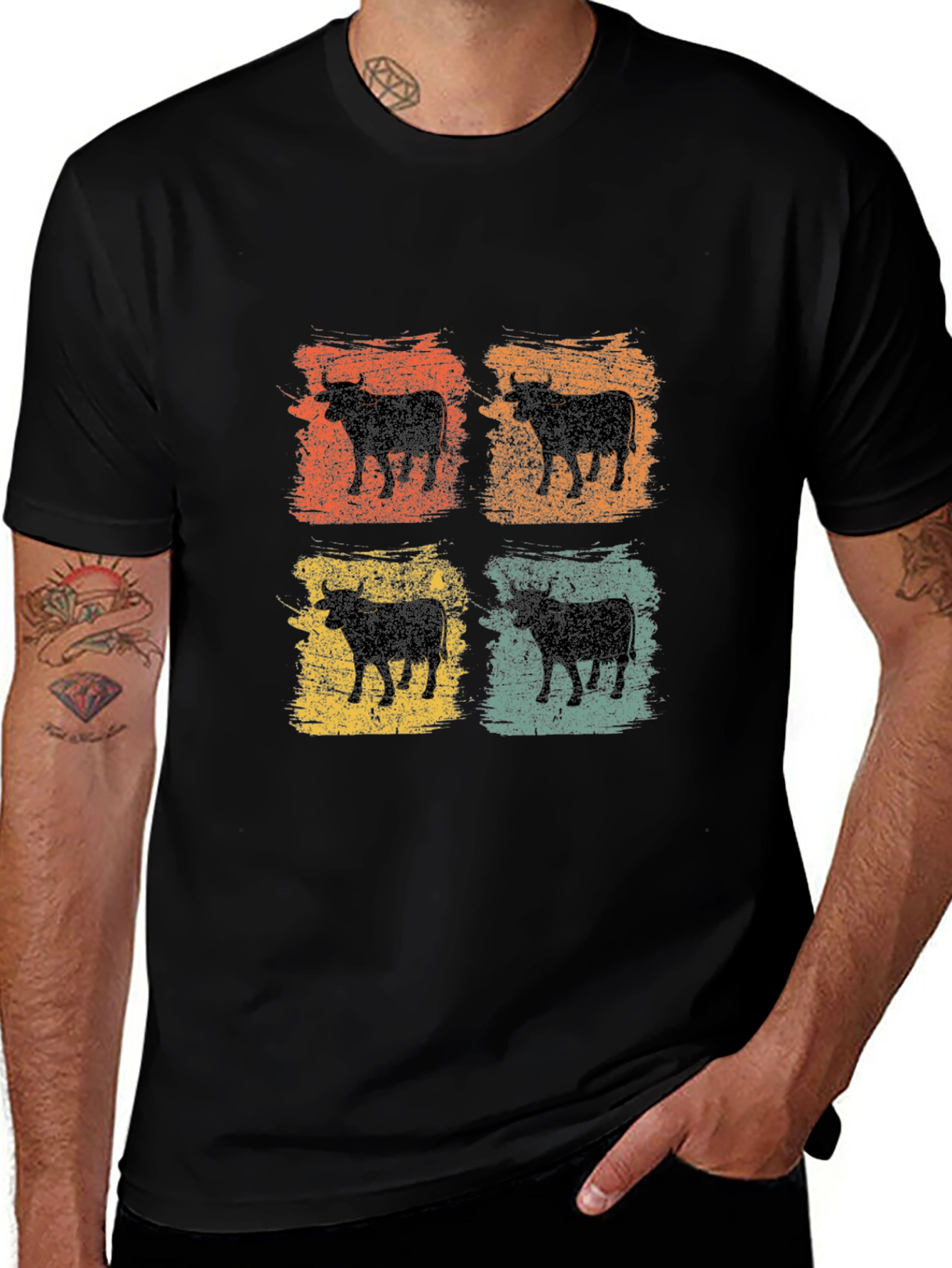 Retro Highland Cow T-Shirt Grunge Style