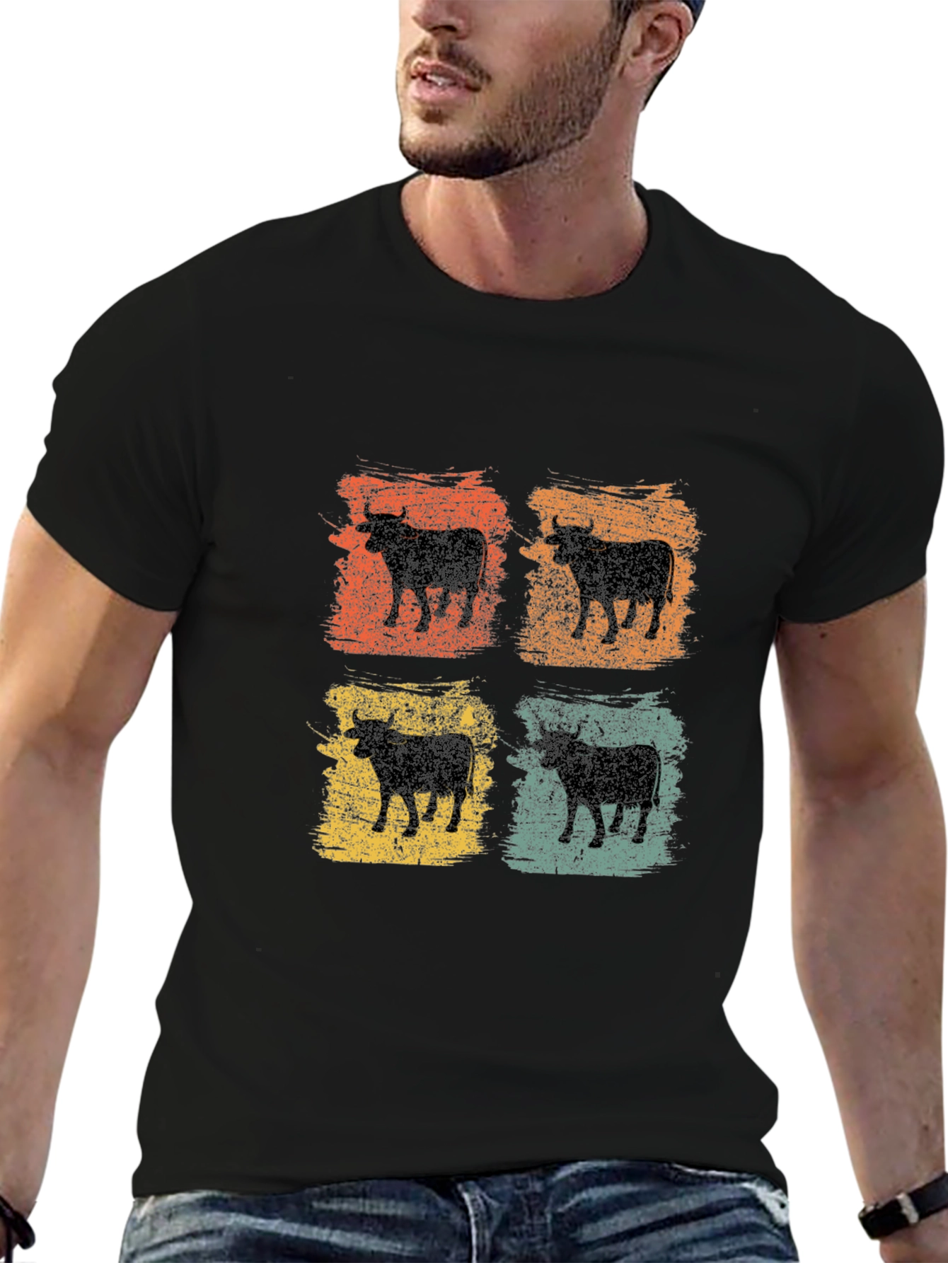 Retro Highland Cow T-Shirt Grunge Style