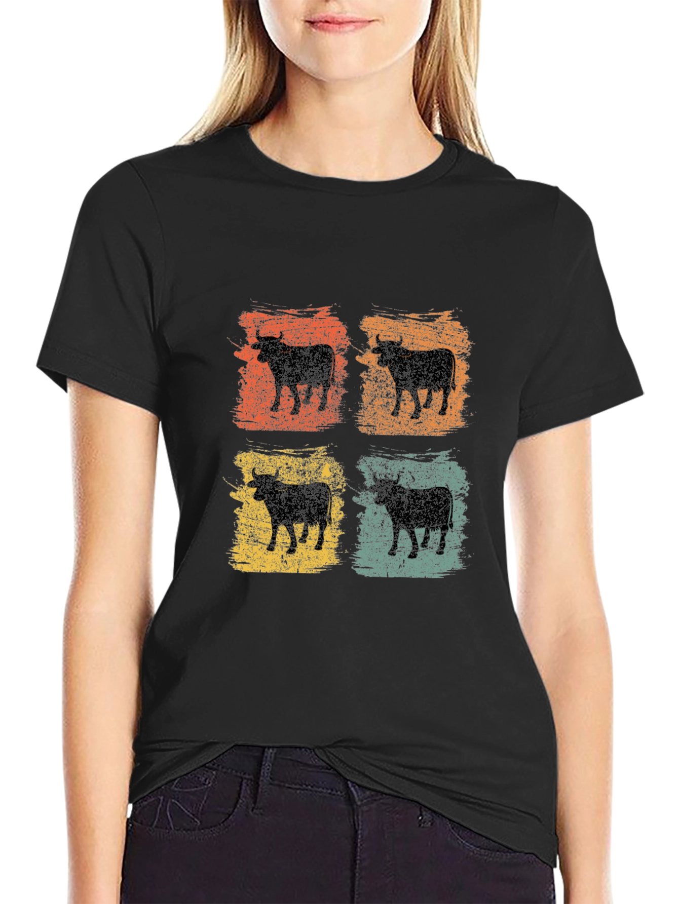 Retro Highland Cow T-Shirt Grunge Style