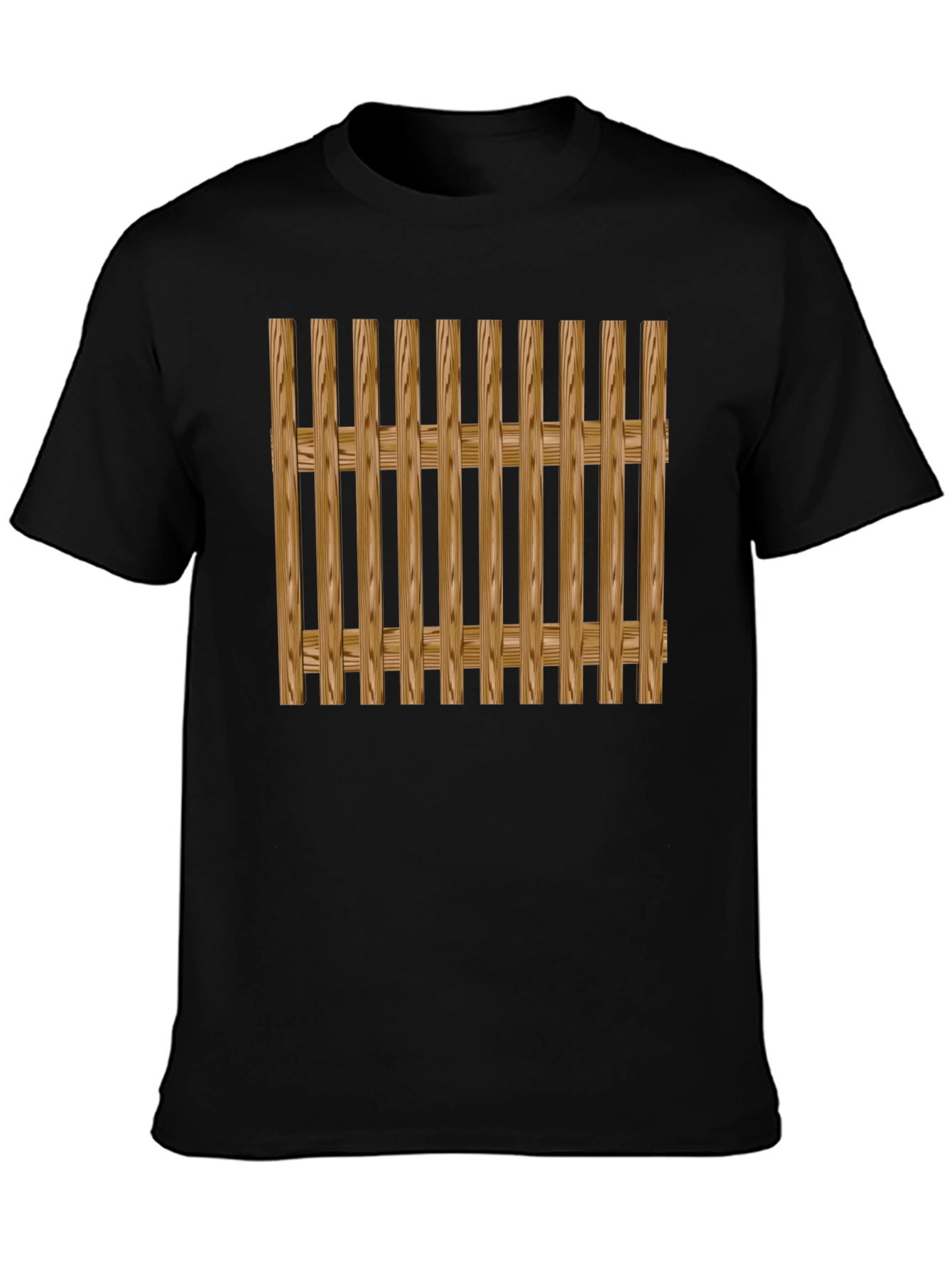 Wooden Fence Pattern Black T-Shirt