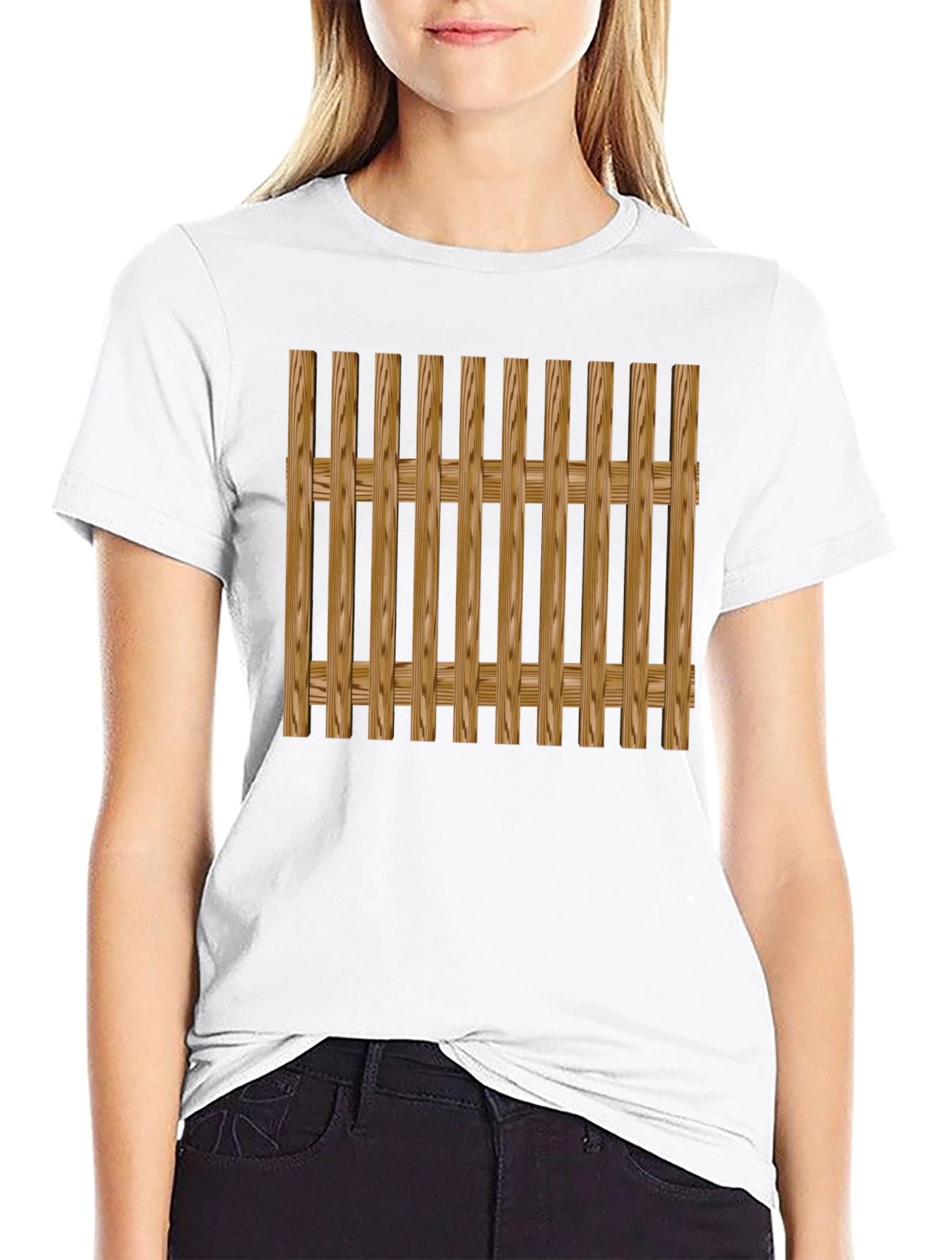 Wooden Fence Pattern Black T-Shirt